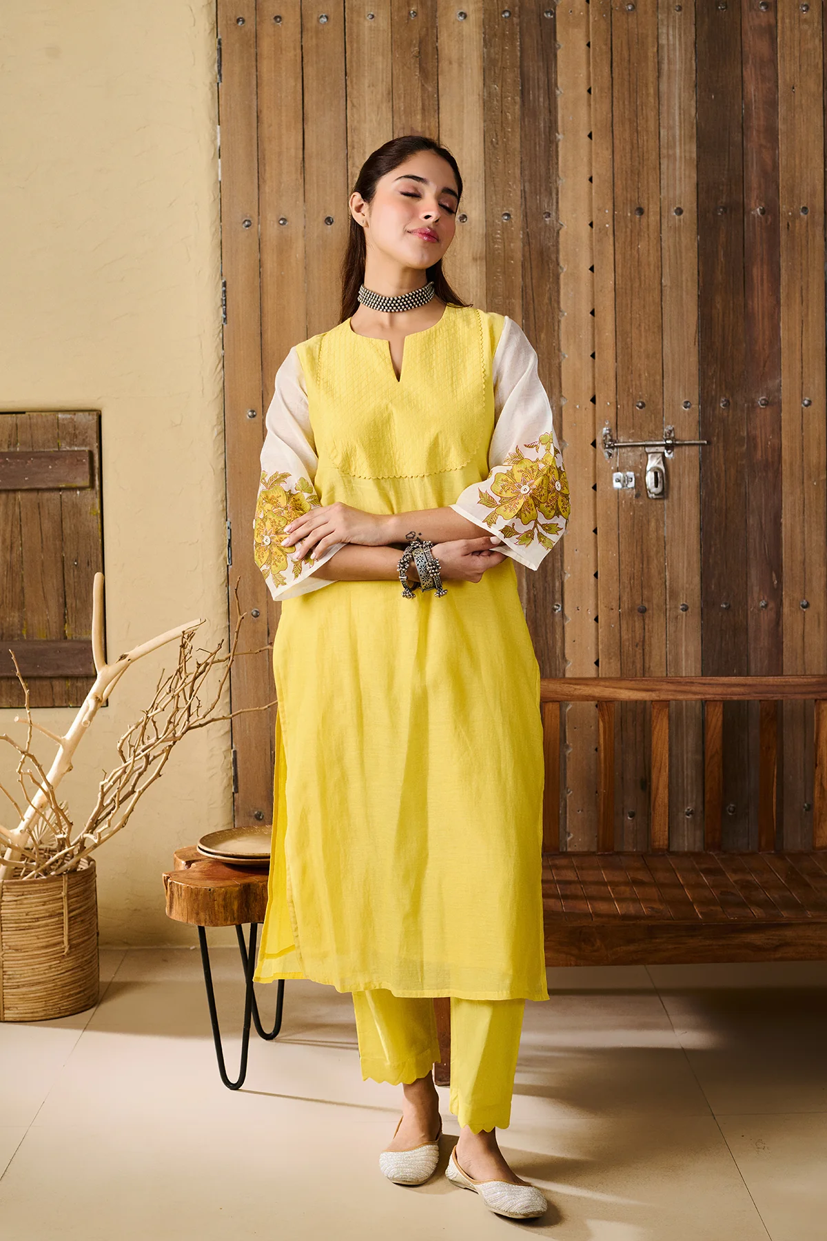 Akshara Yellow Chanderi Set of 3 - Image 3