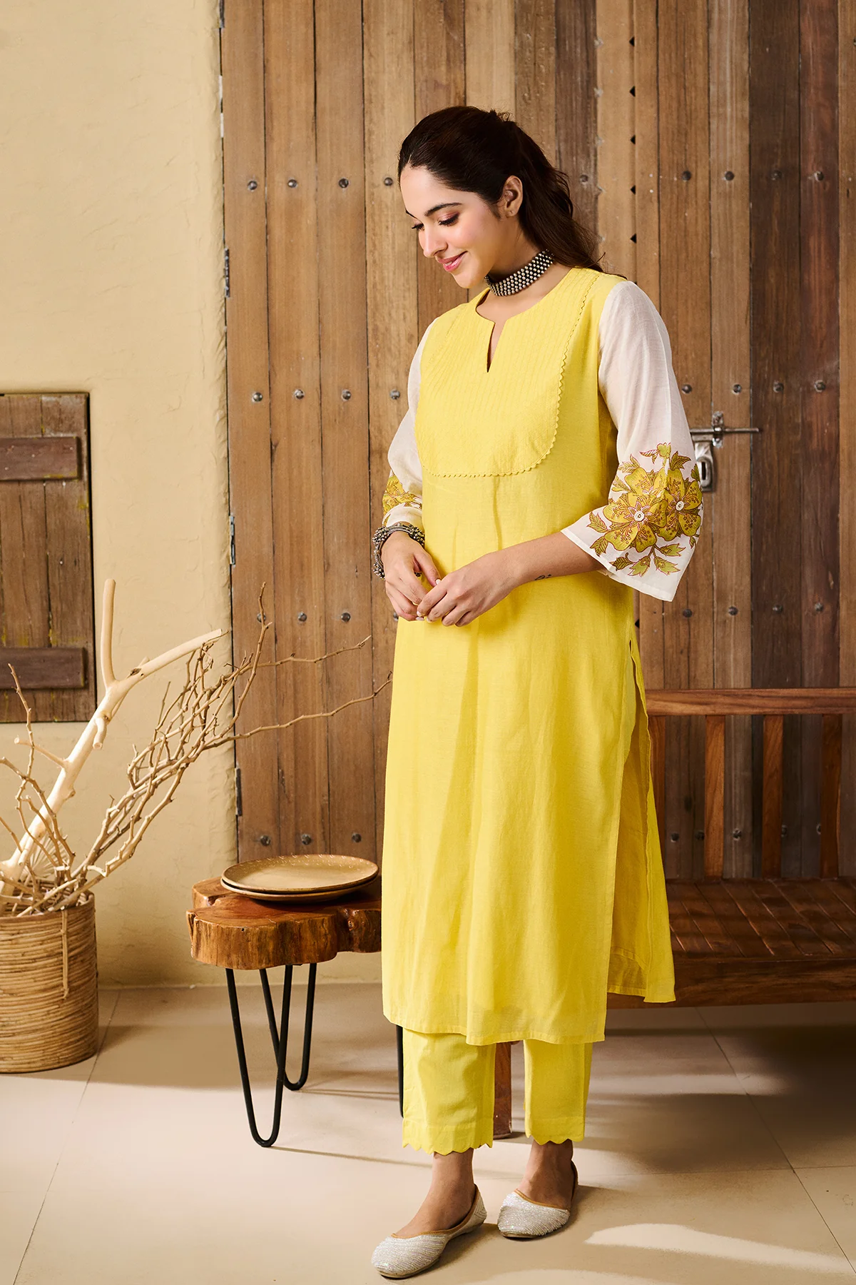 Akshara Yellow Chanderi Set of 3 - Image 4