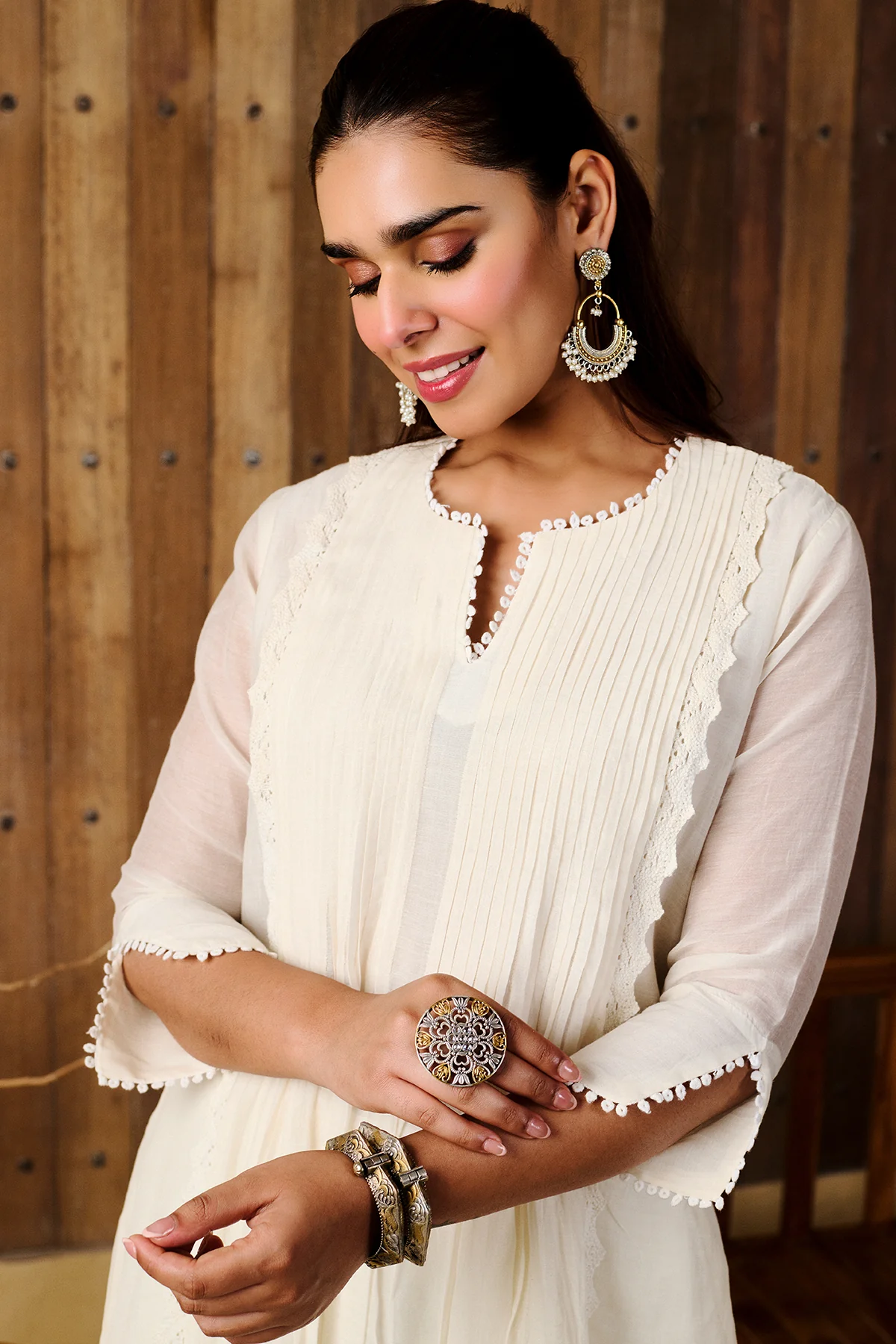 Akshara White Chanderi Set of 3 - Image 7
