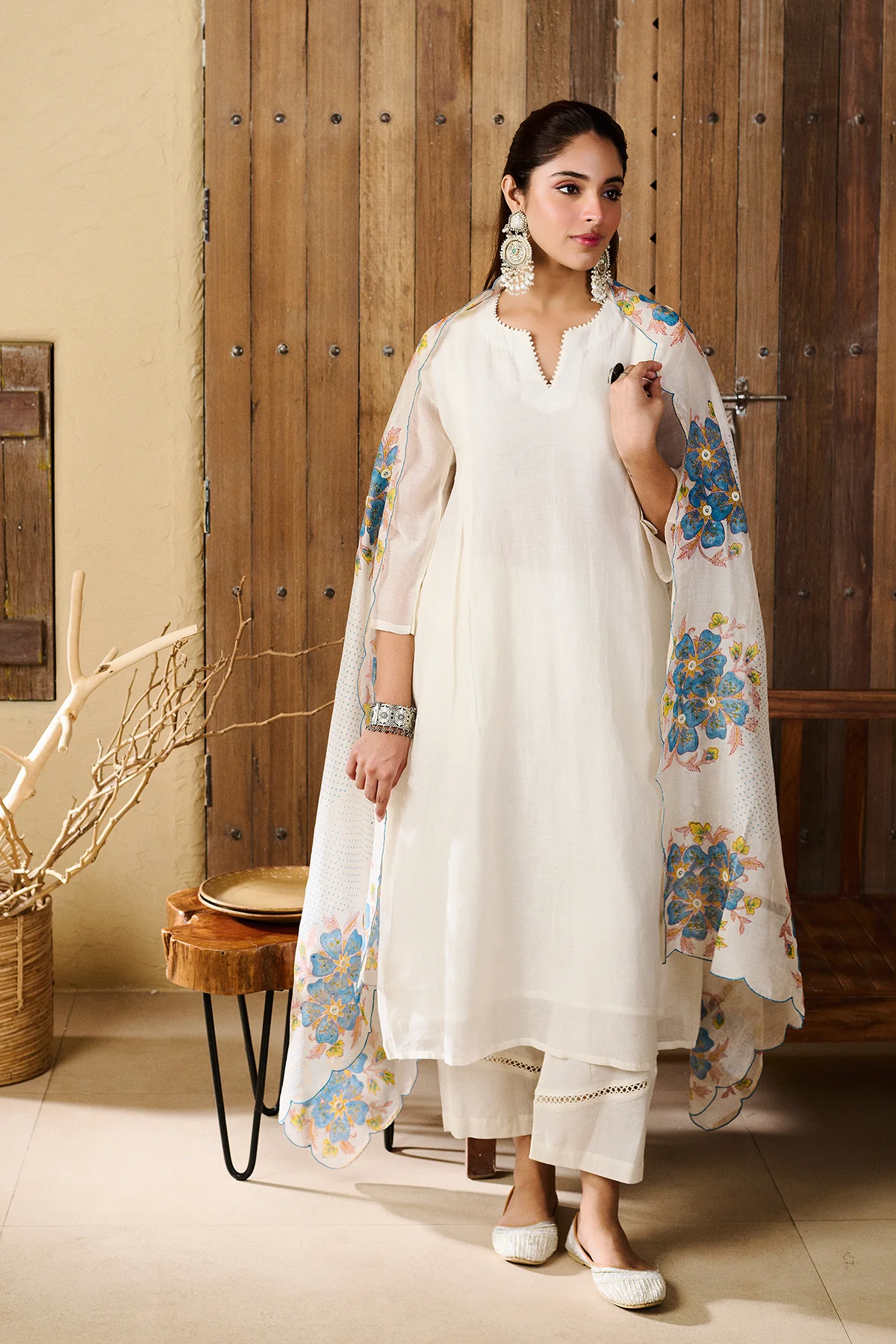 Akshara White Chanderi Set of 3 - Image 3