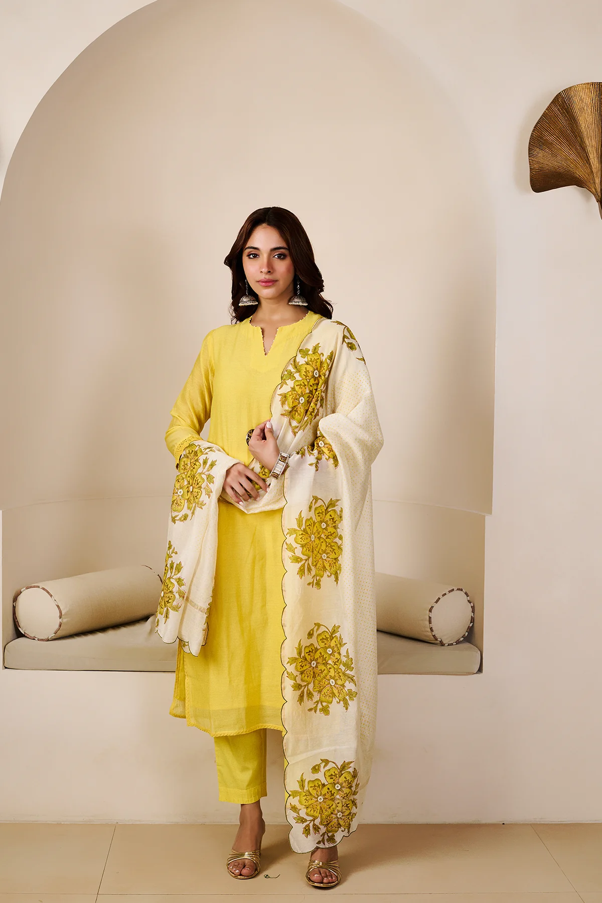 Akshara Yellow Chanderi Set of 3 - Image 3