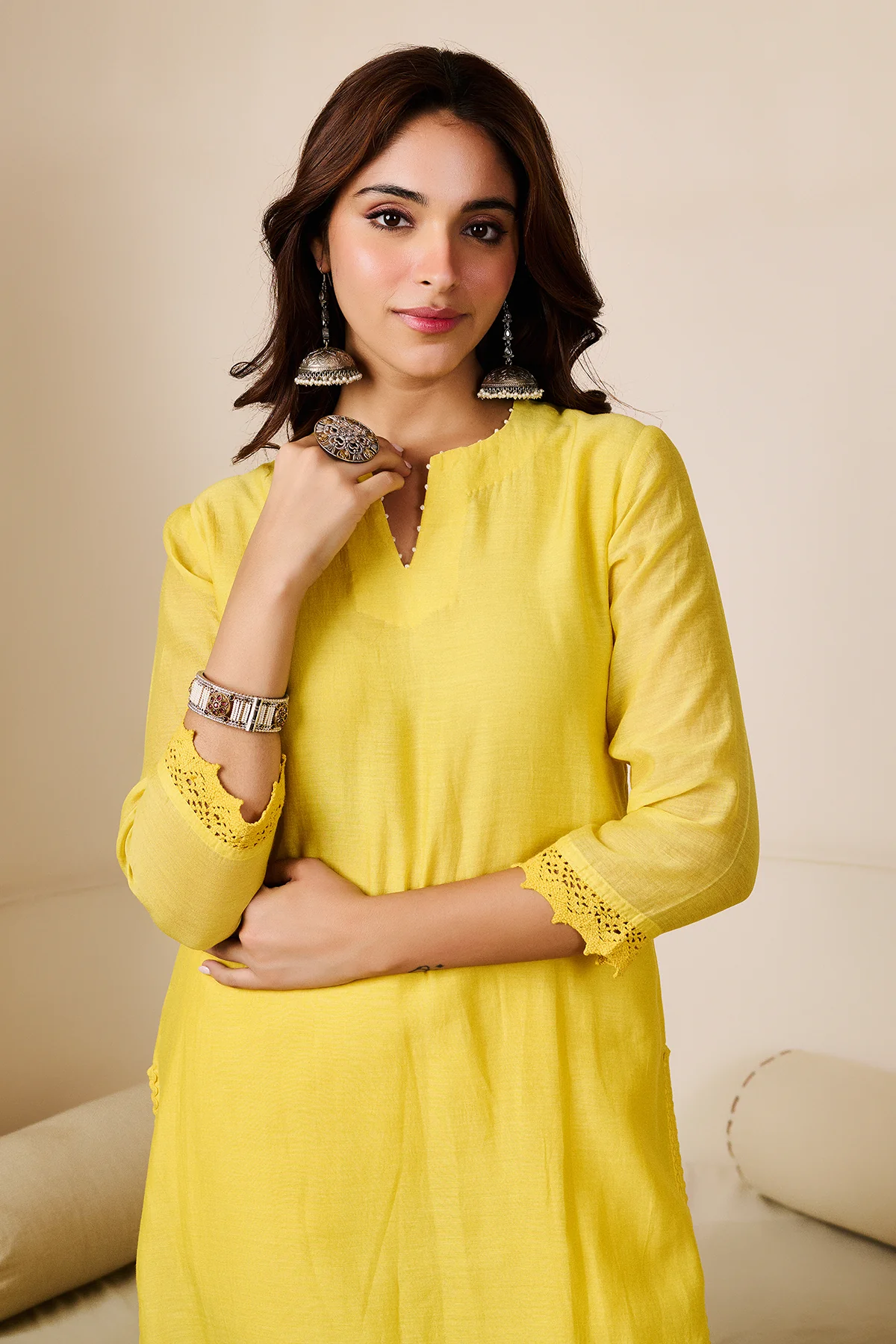Akshara Yellow Chanderi Set of 3 - Image 5