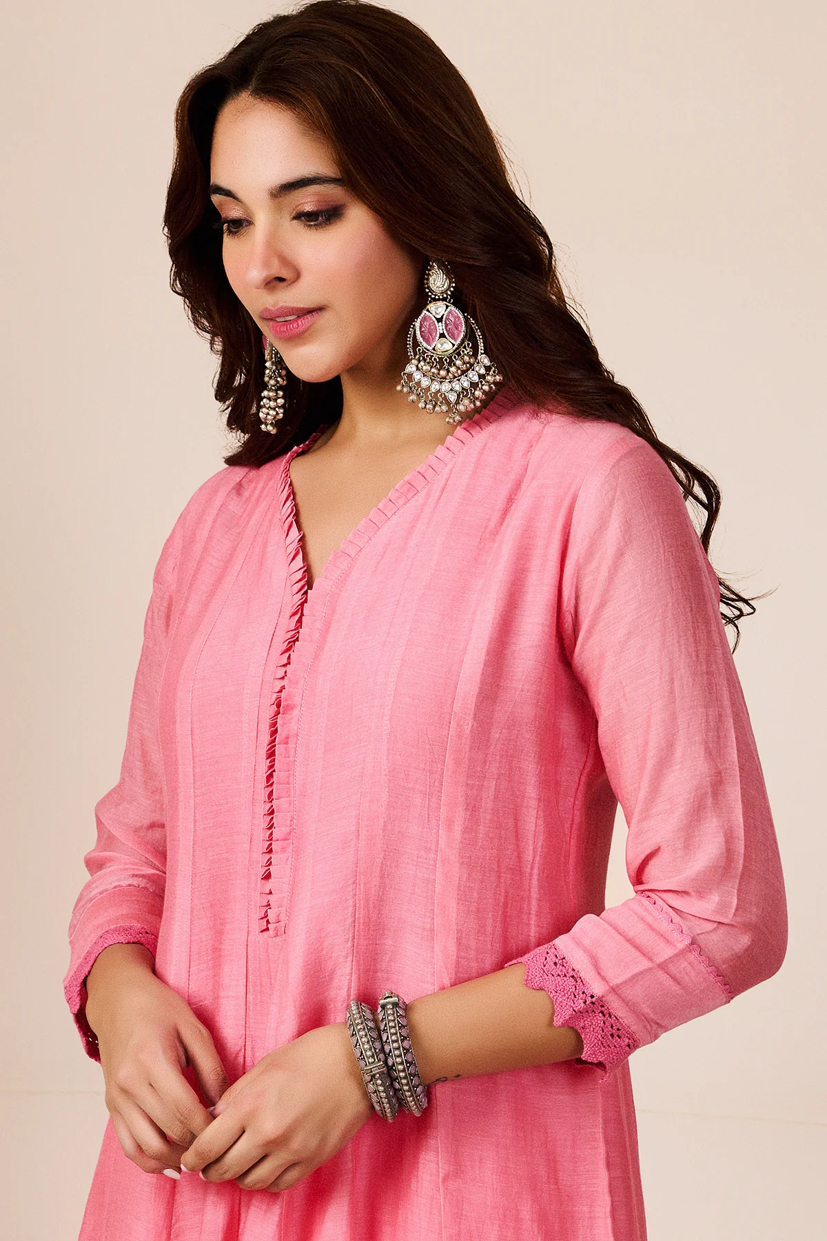 Akshara Pink Chanderi Set of 3 - Image 6