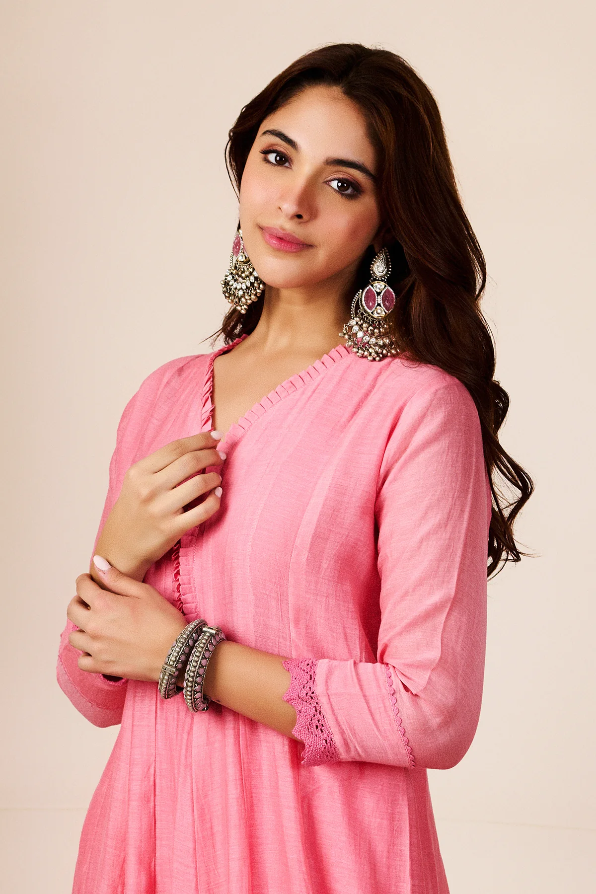 Akshara Pink Chanderi Set of 3 - Image 7