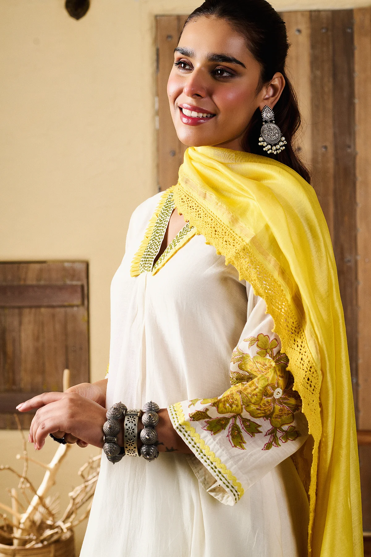 Akshara White Chanderi Set of 3 - Image 3