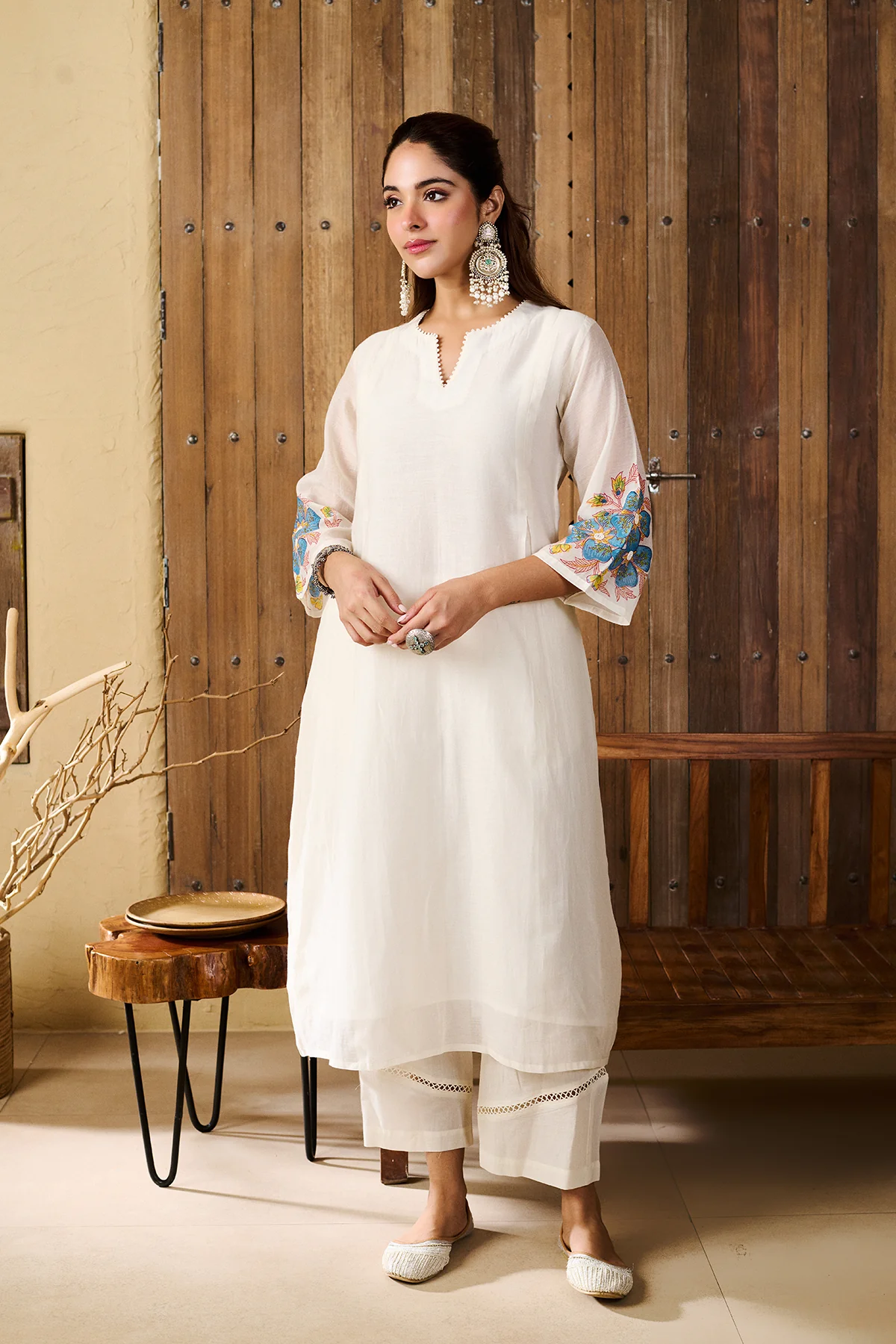 Akshara White Chanderi Set of 3 - Image 3