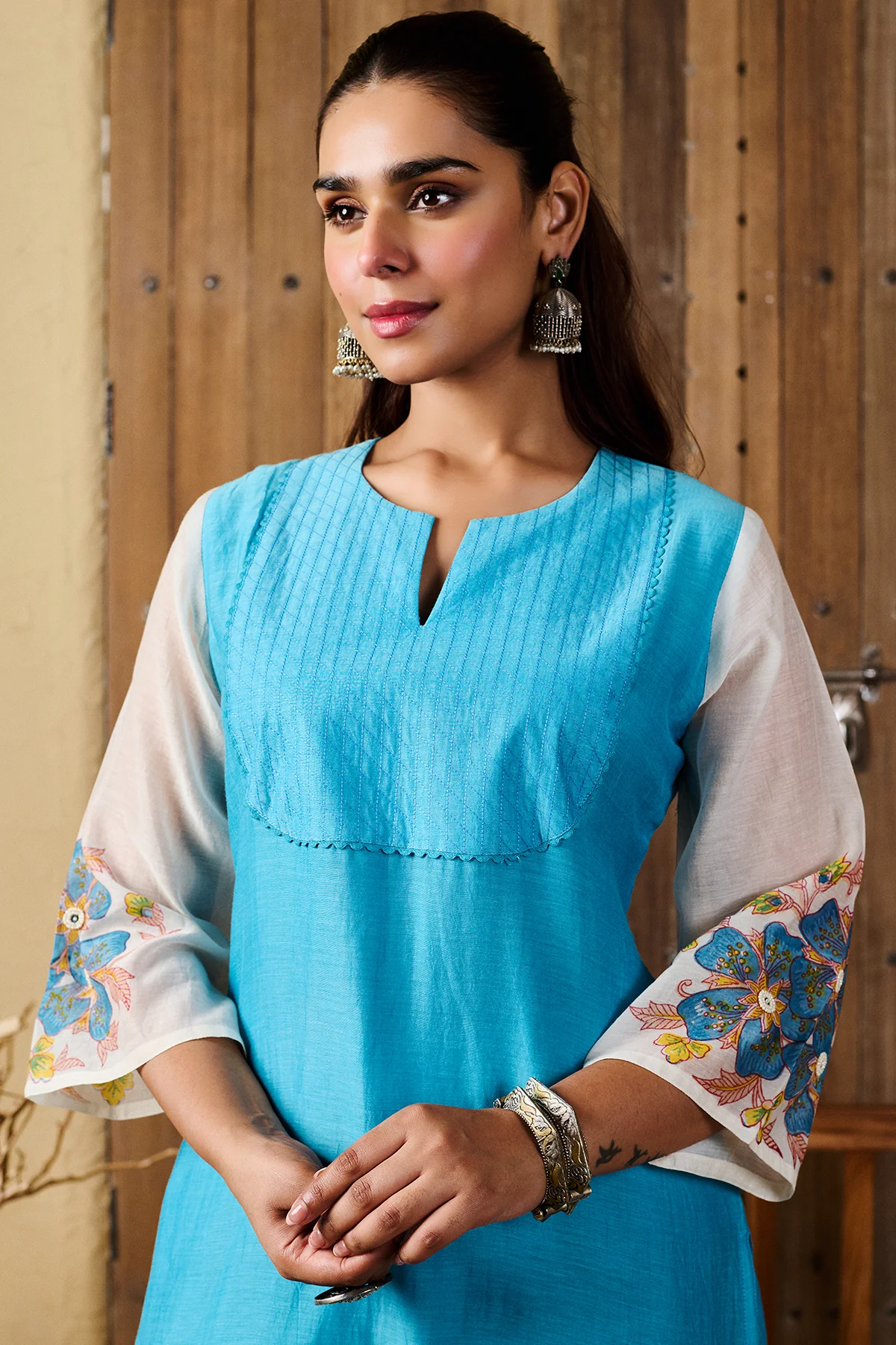 Akshara Blue Chanderi Set of 3 - Image 4