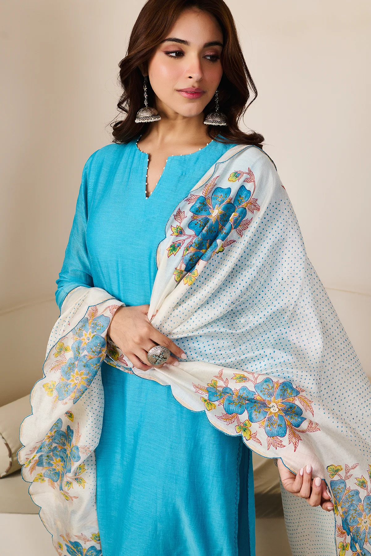 Akshara Blue Chanderi Set of 3 - Image 3