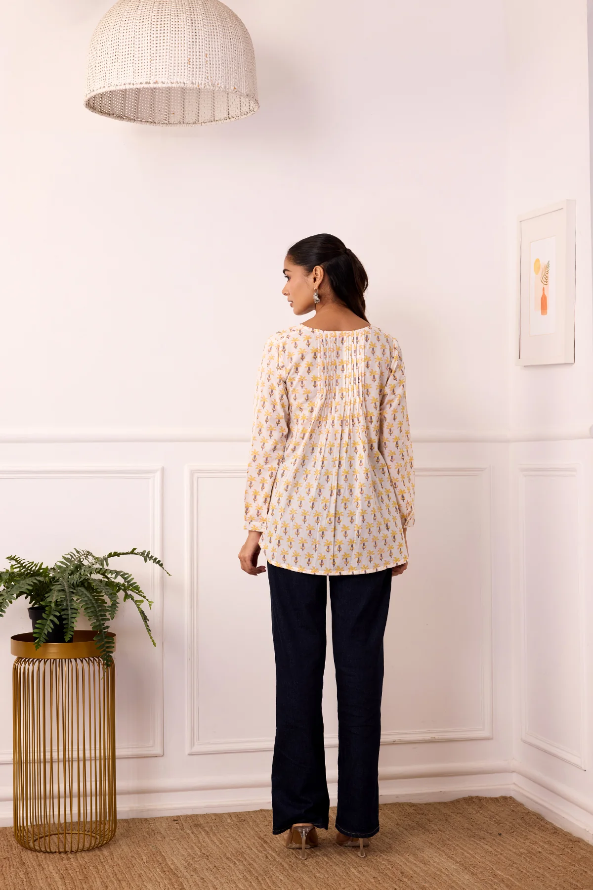 Ambarsariya White & Yellow Cotton Top - Image 5
