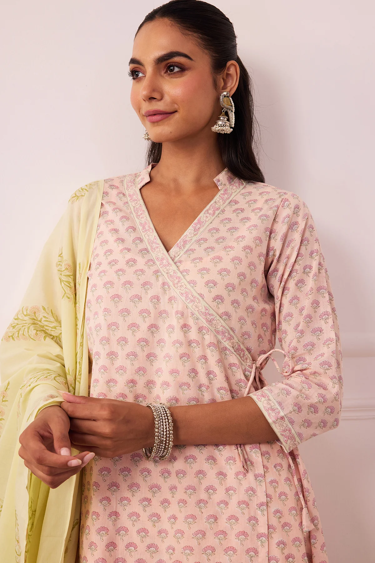 Ambarsariya Peach Angrakha Suit Set of 3 - Image 3