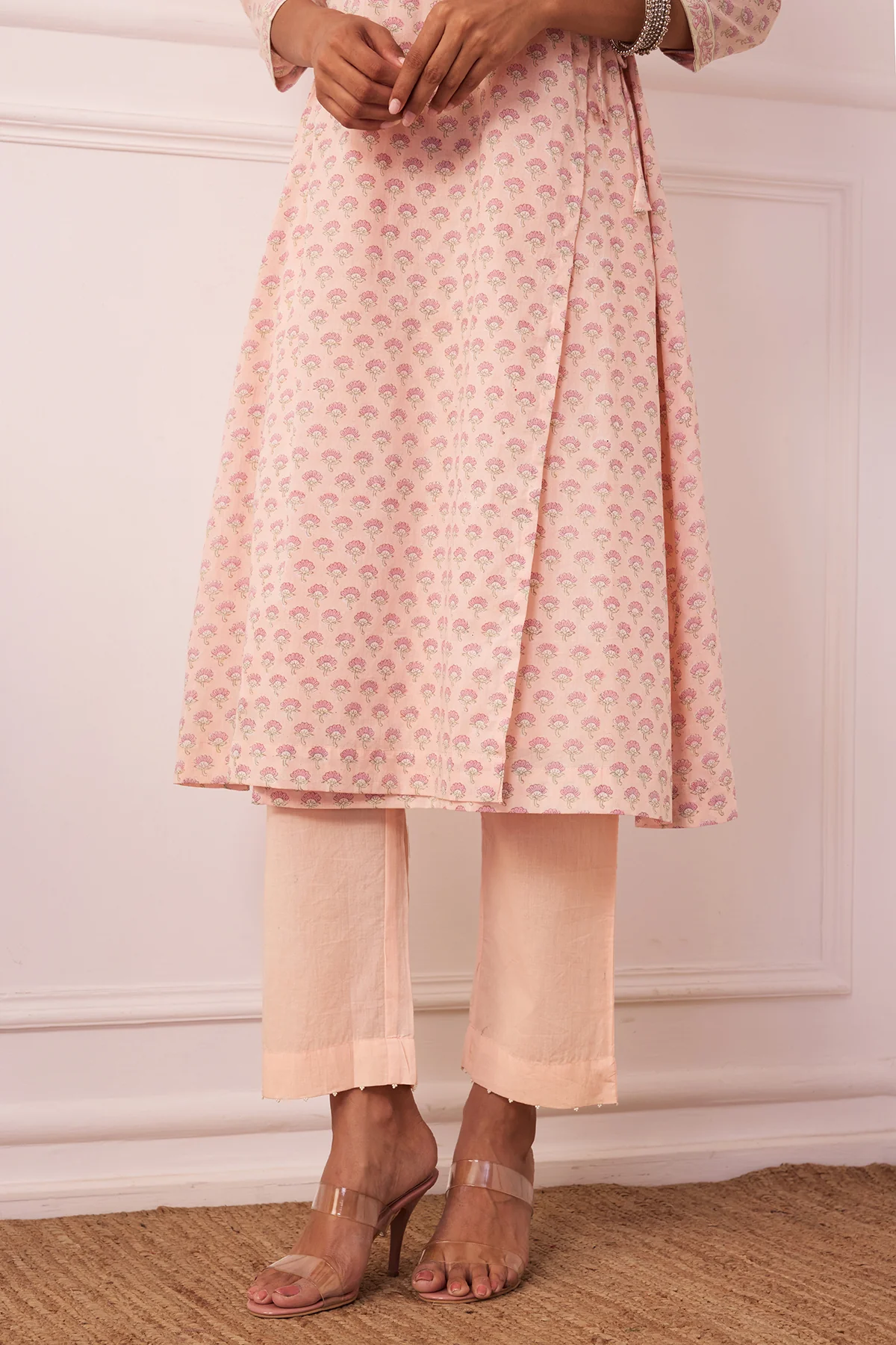Ambarsariya Peach Angrakha Suit Set of 3 - Image 6