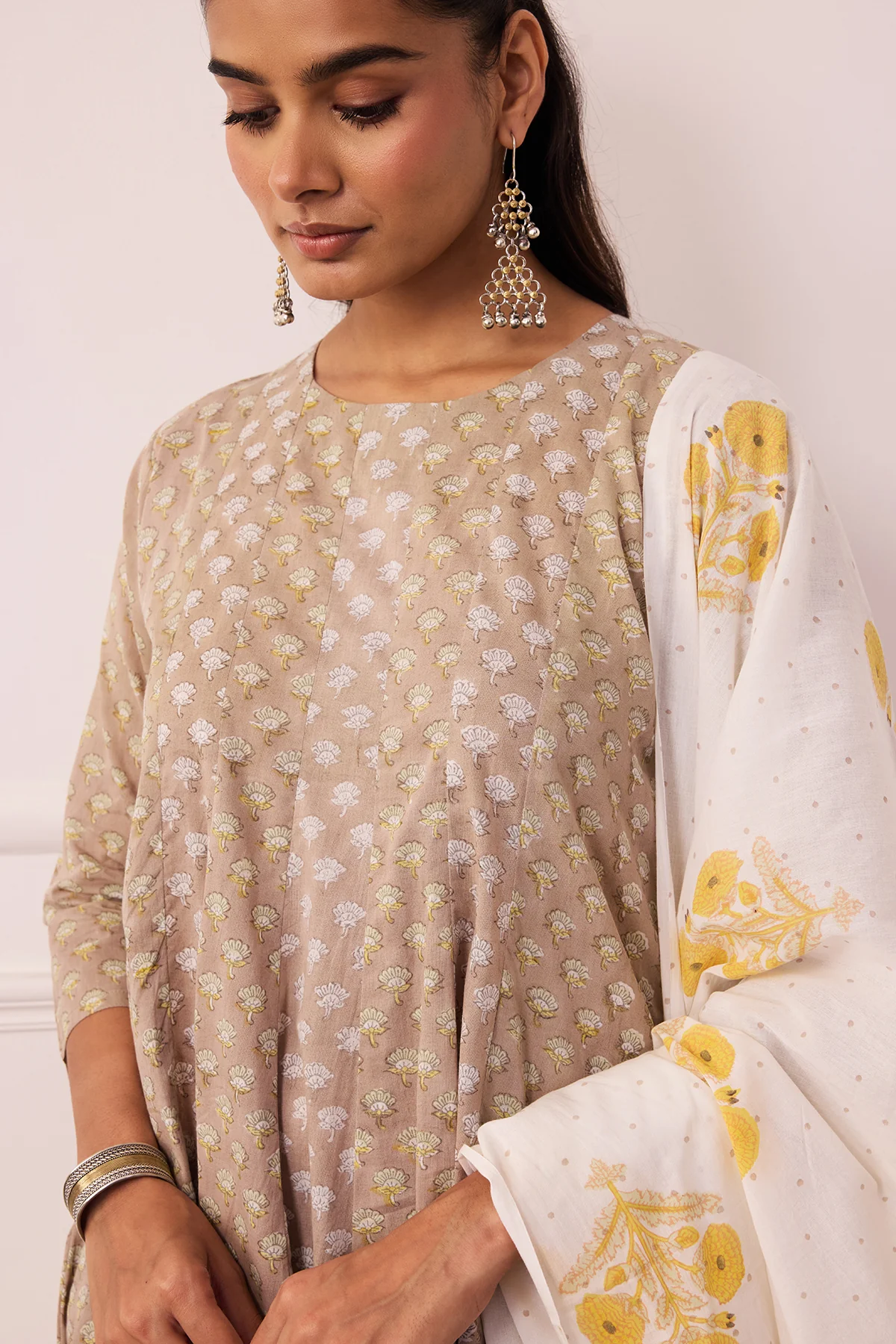Ambarsariya Brown Anarkali Suit Set of 3 - Image 3