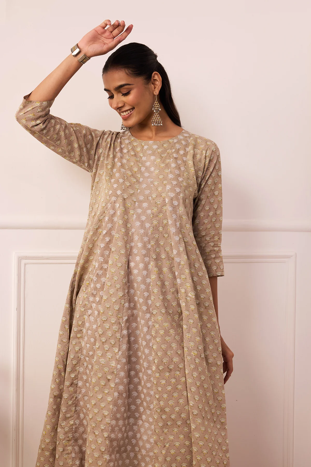 Ambarsariya Brown Anarkali Suit Set of 3 - Image 4