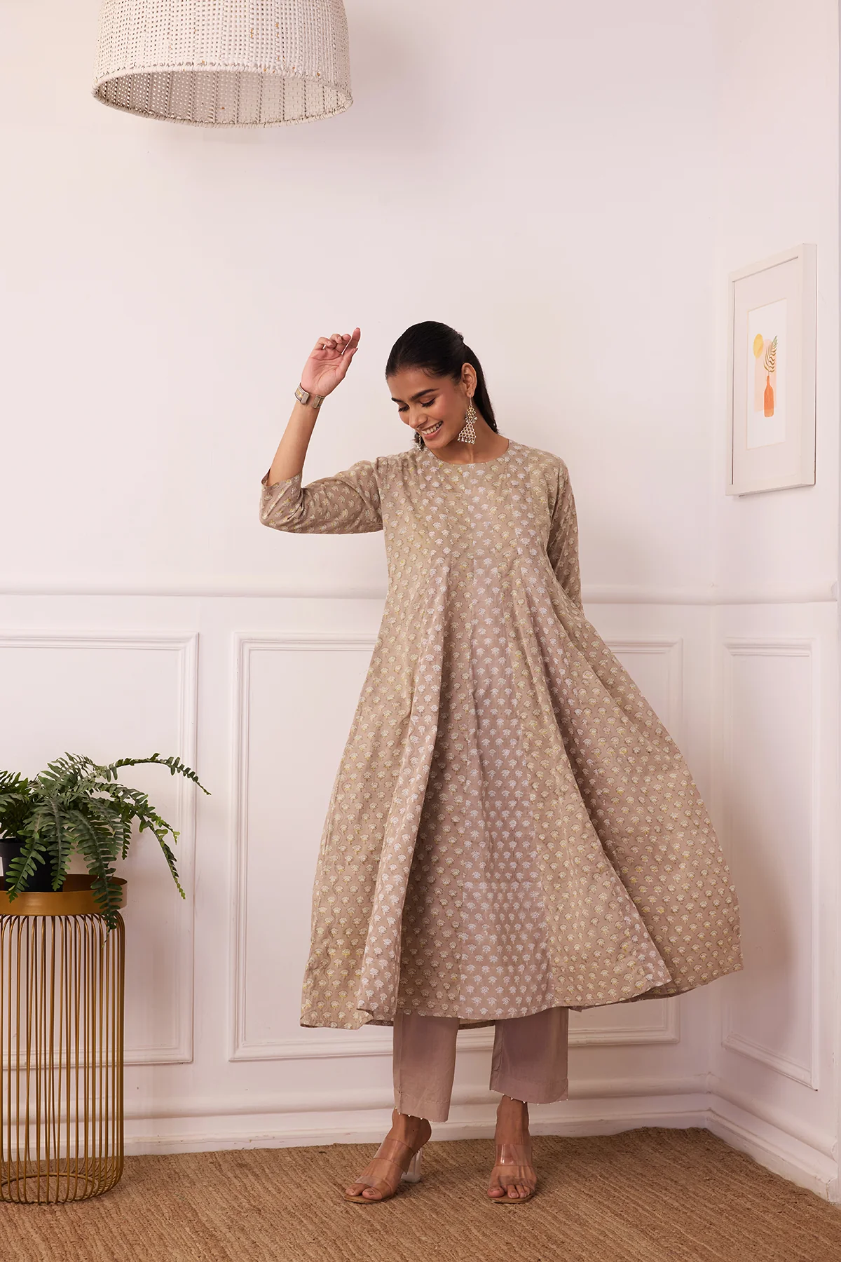 Ambarsariya Brown Anarkali Suit Set of 3 - Image 6