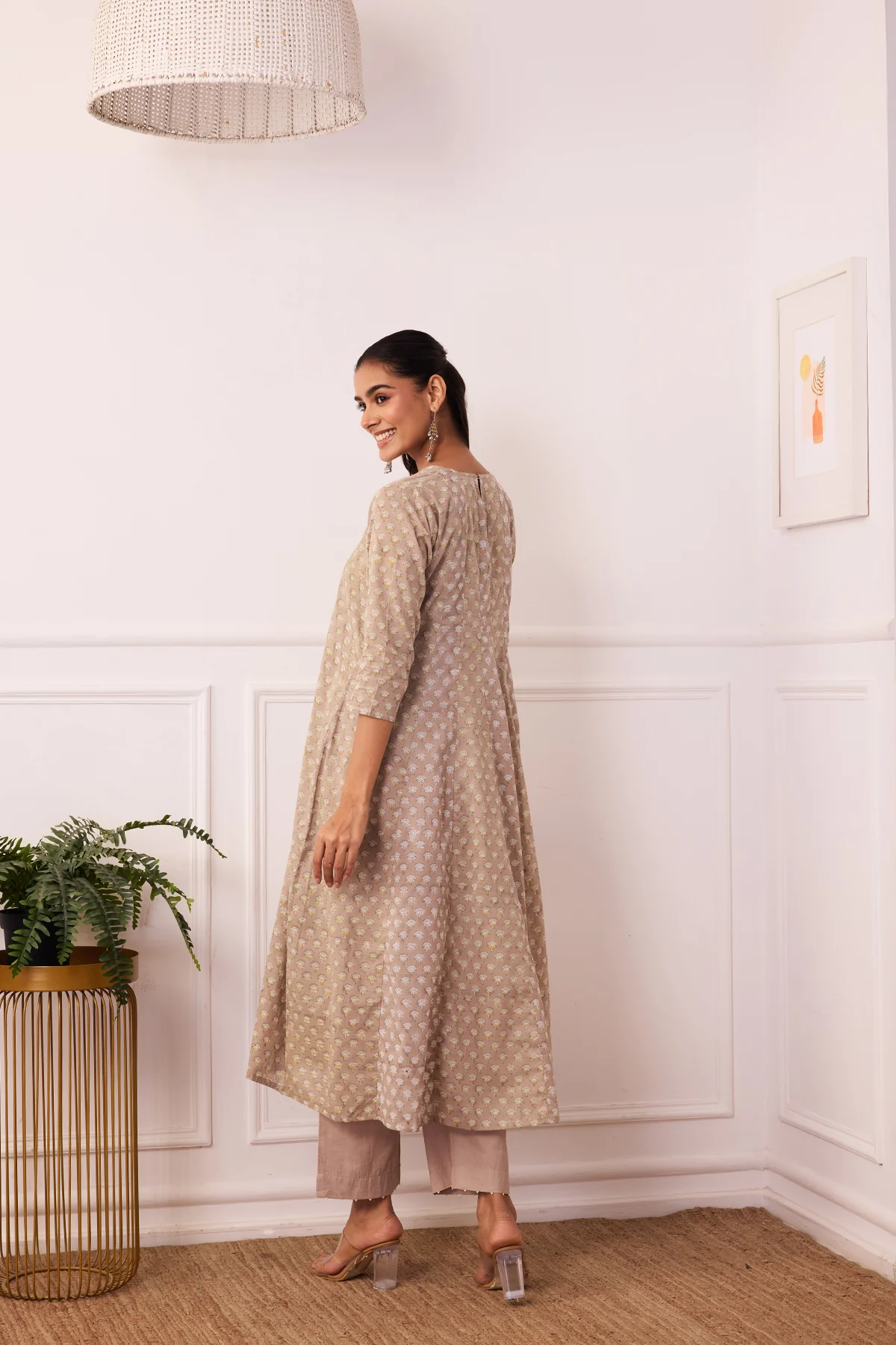 Ambarsariya Brown Anarkali Suit Set of 3 - Image 7