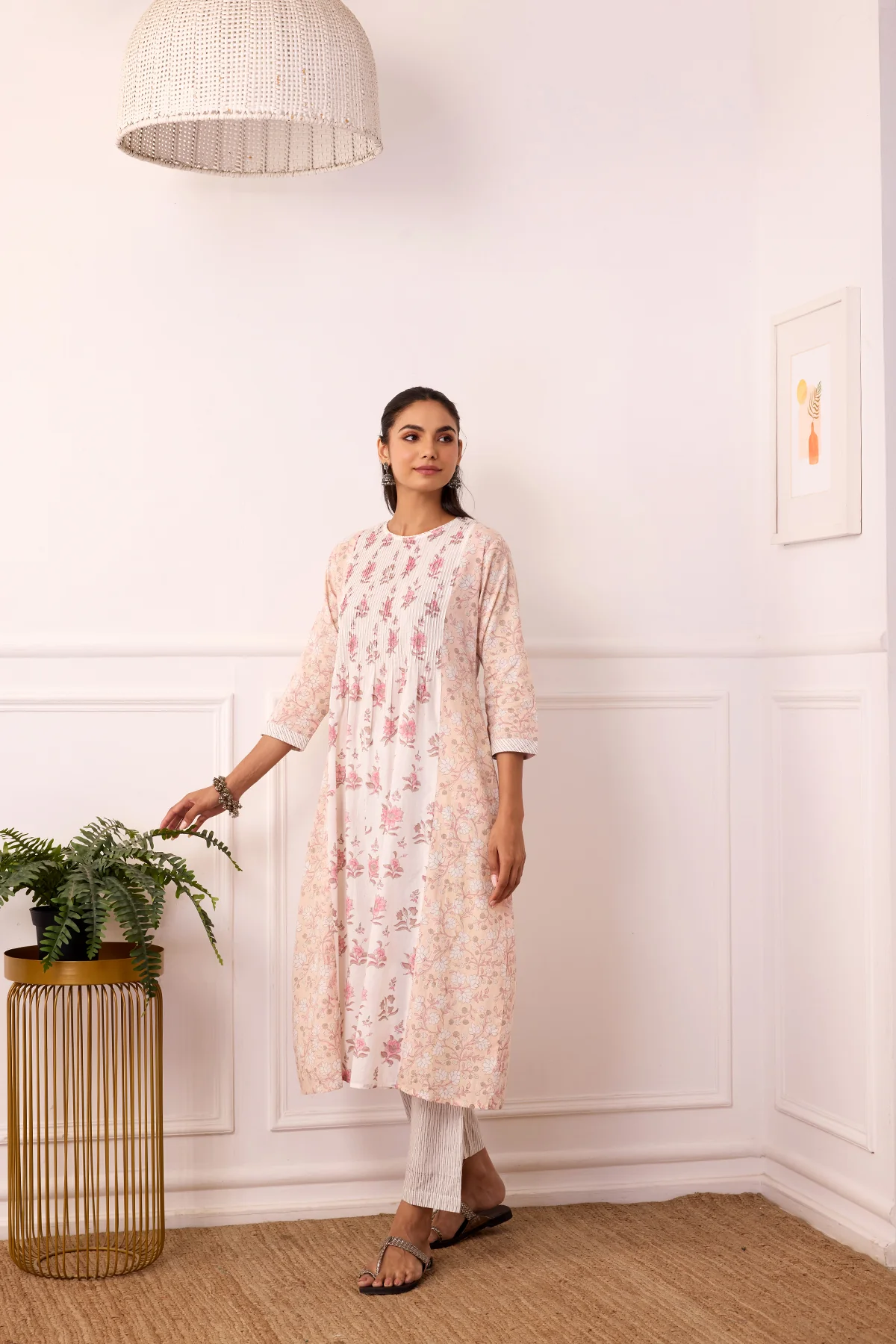 Ambarsariya Peach A-LIne Kurta & Pant Set of 2 - Image 3