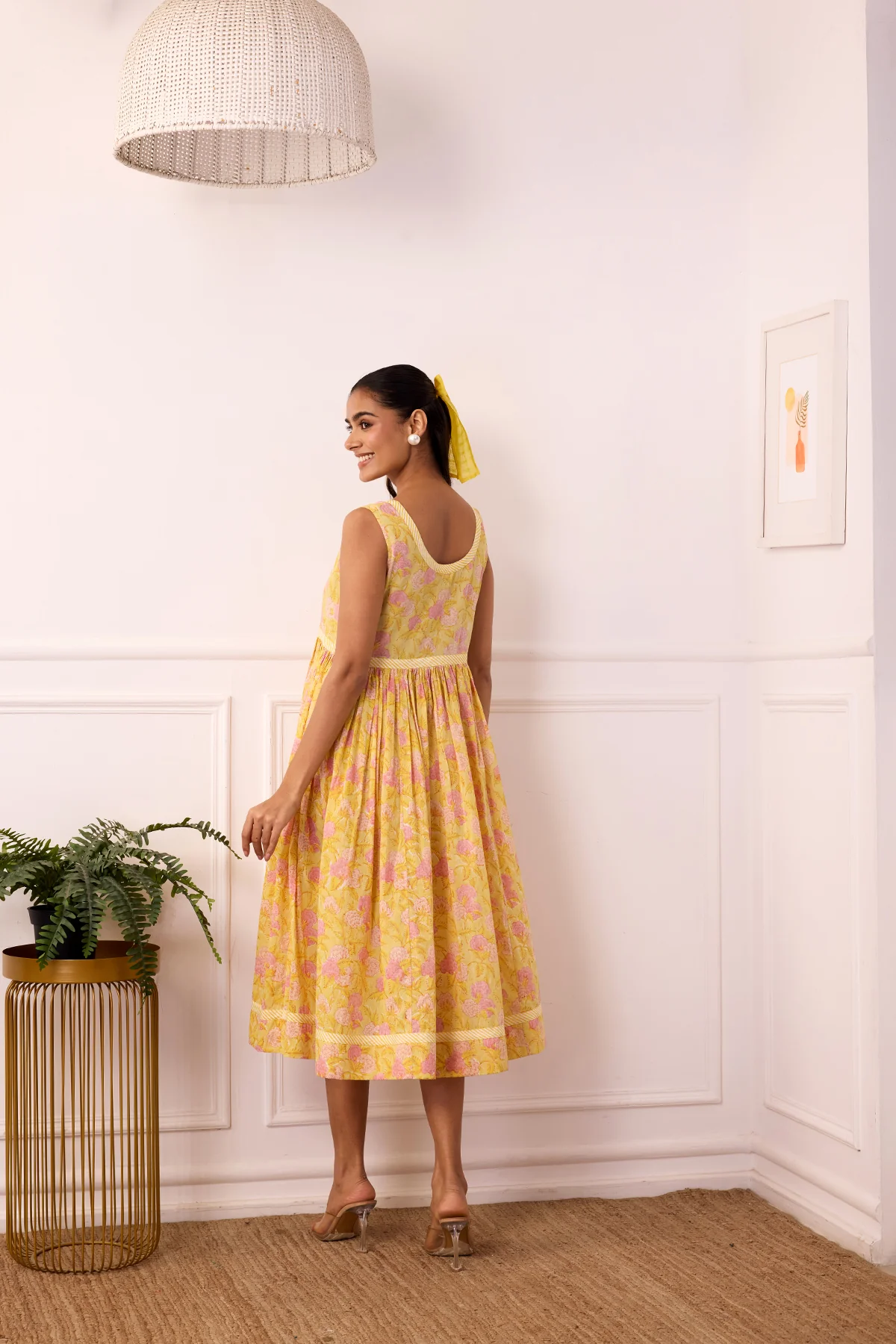 Ambarsariya Yellow Sleeve Less Dress - Image 6