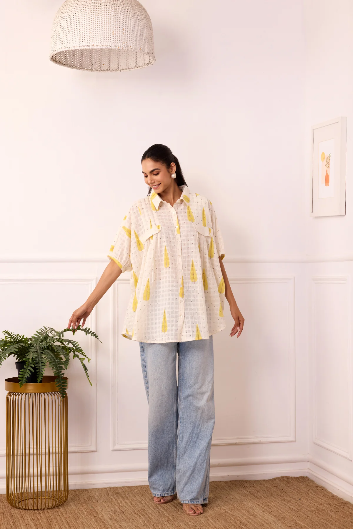 Ambarsariya Off White Cotton Dobby Top - Image 3