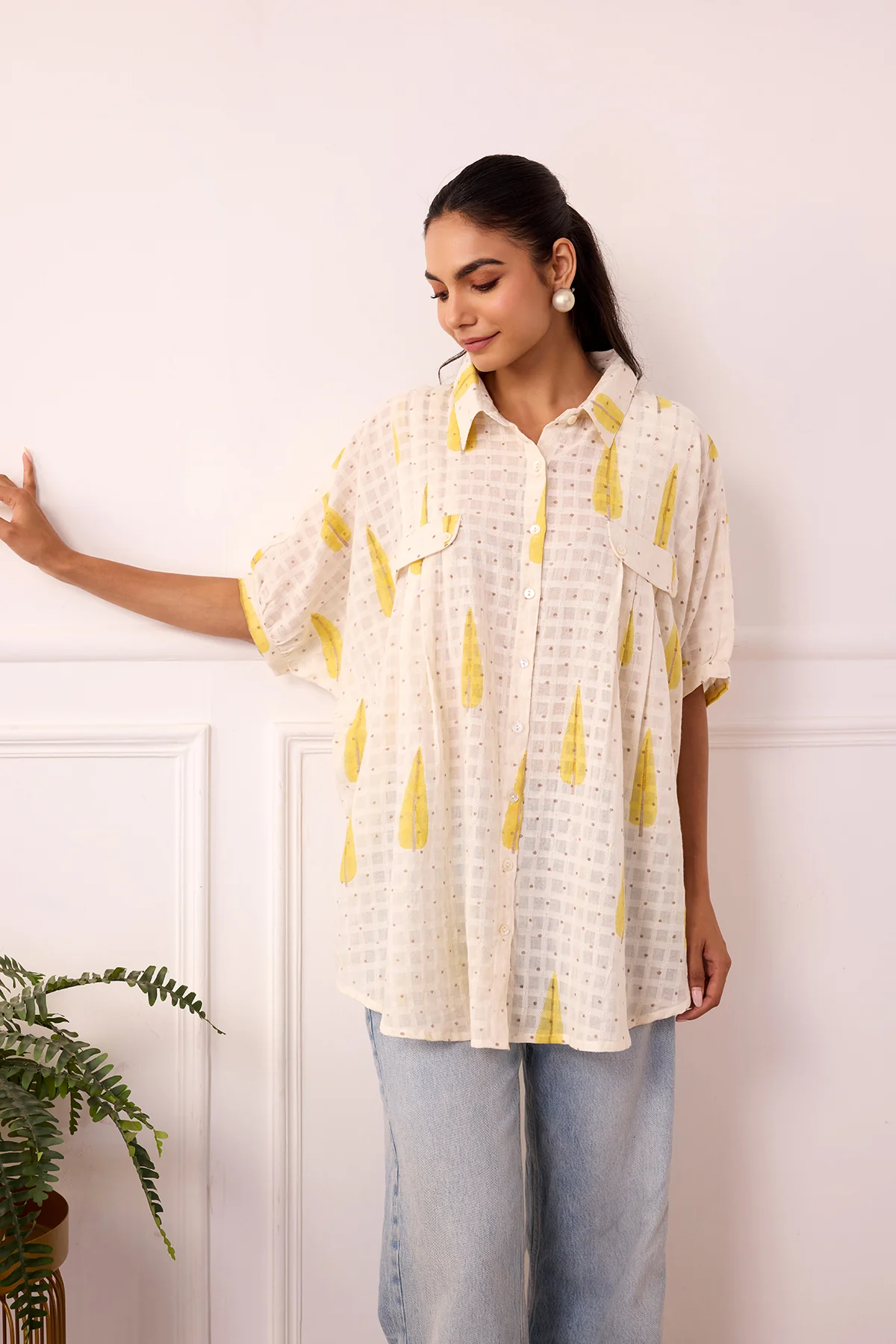 Ambarsariya Off White Cotton Dobby Top - Image 6