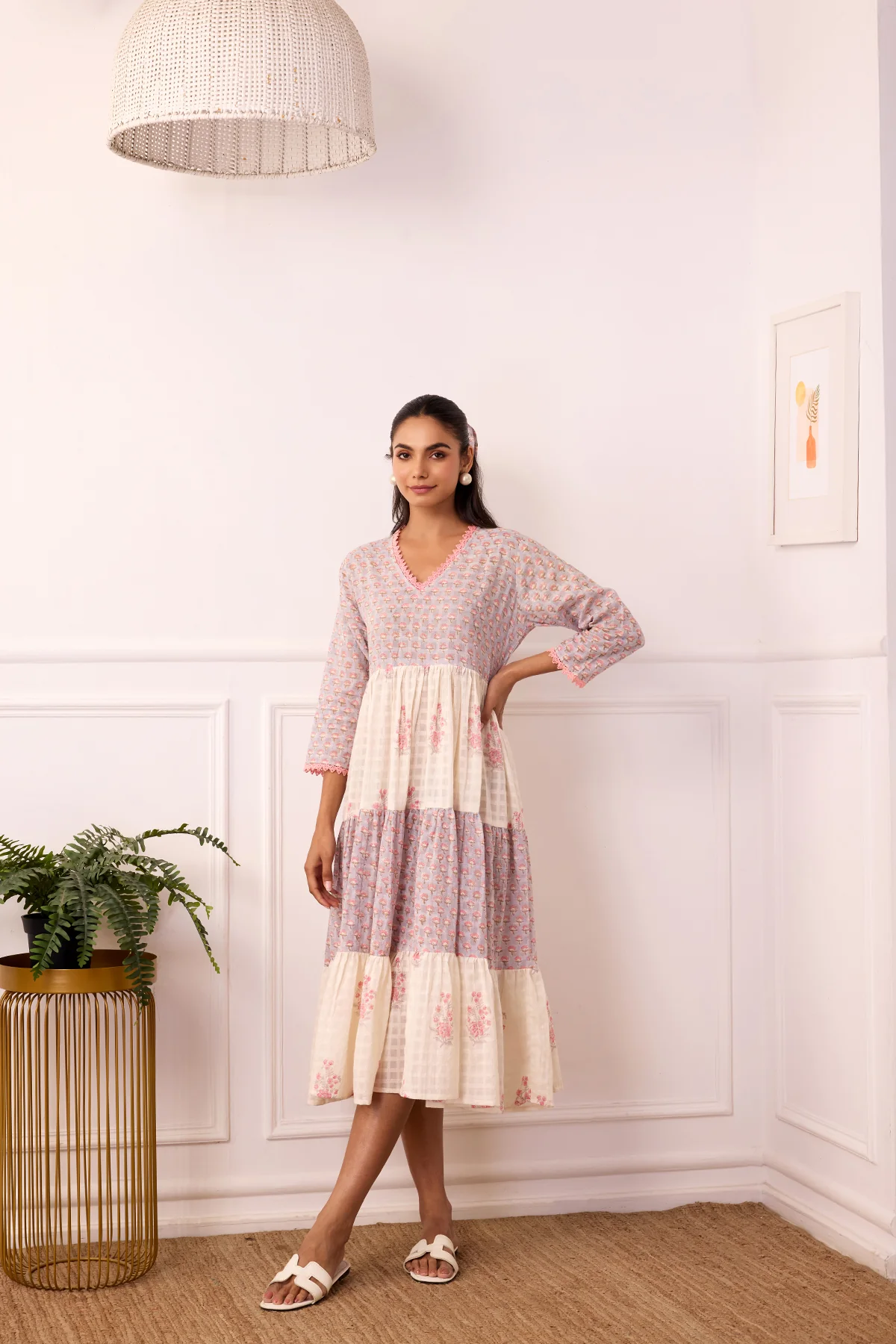 Ambarsariya Peach Tier Dress - Image 3