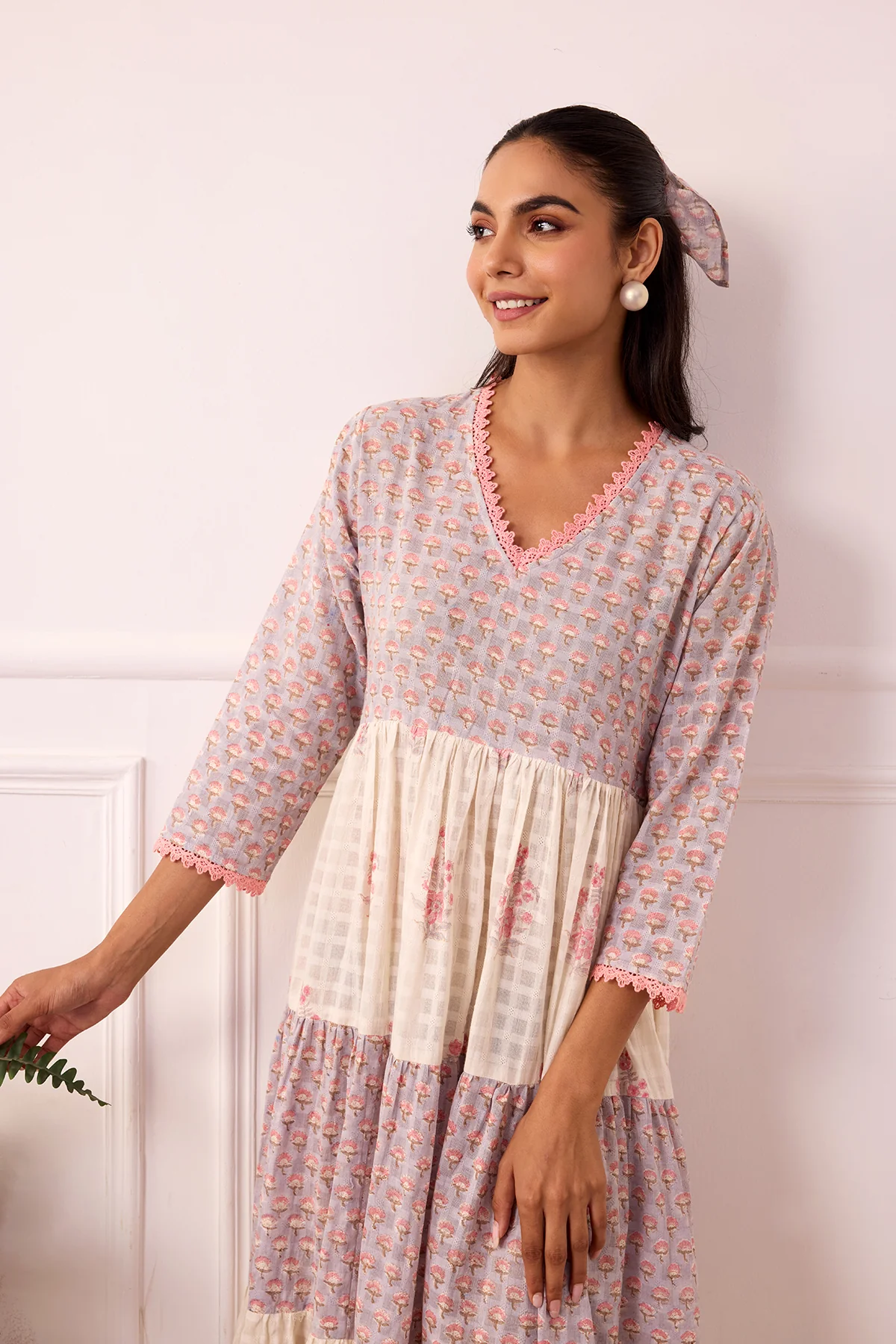 Ambarsariya Peach Tier Dress - Image 5