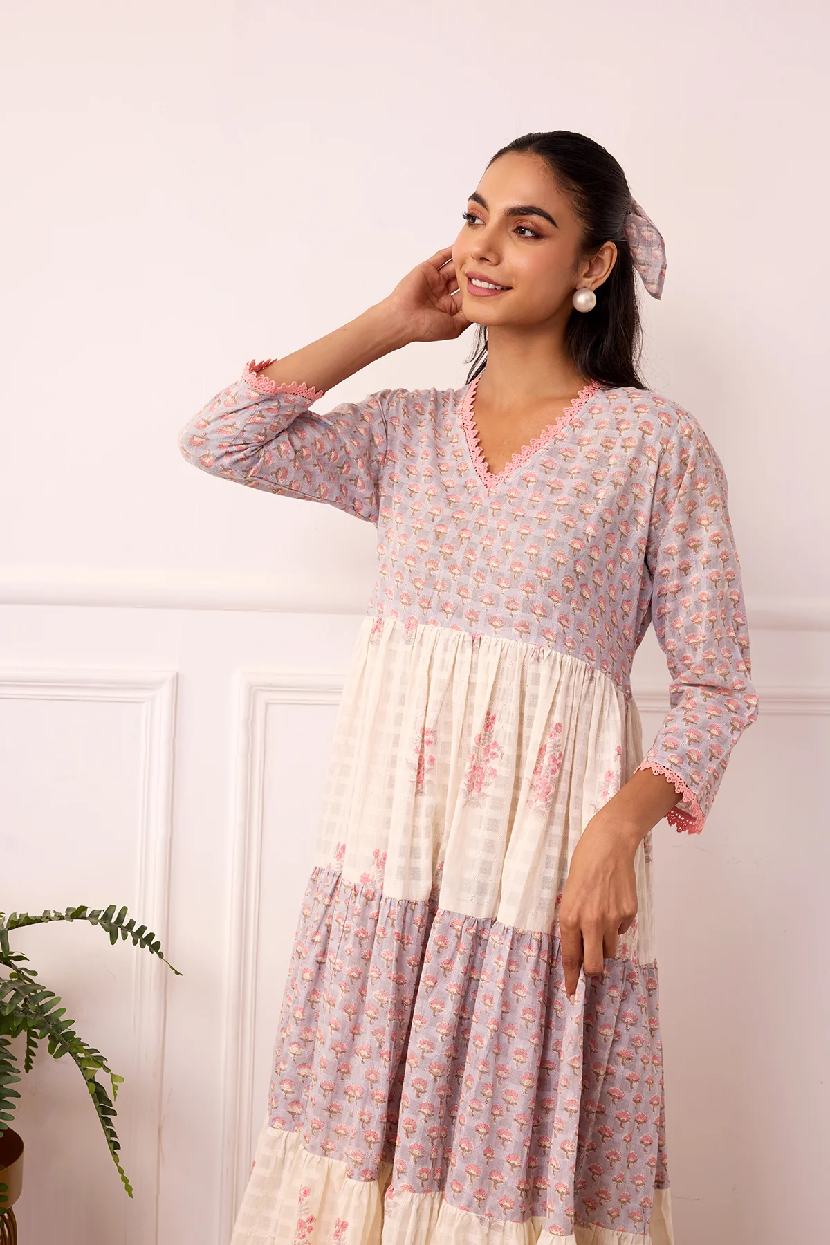Ambarsariya Peach Tier Dress - Image 6