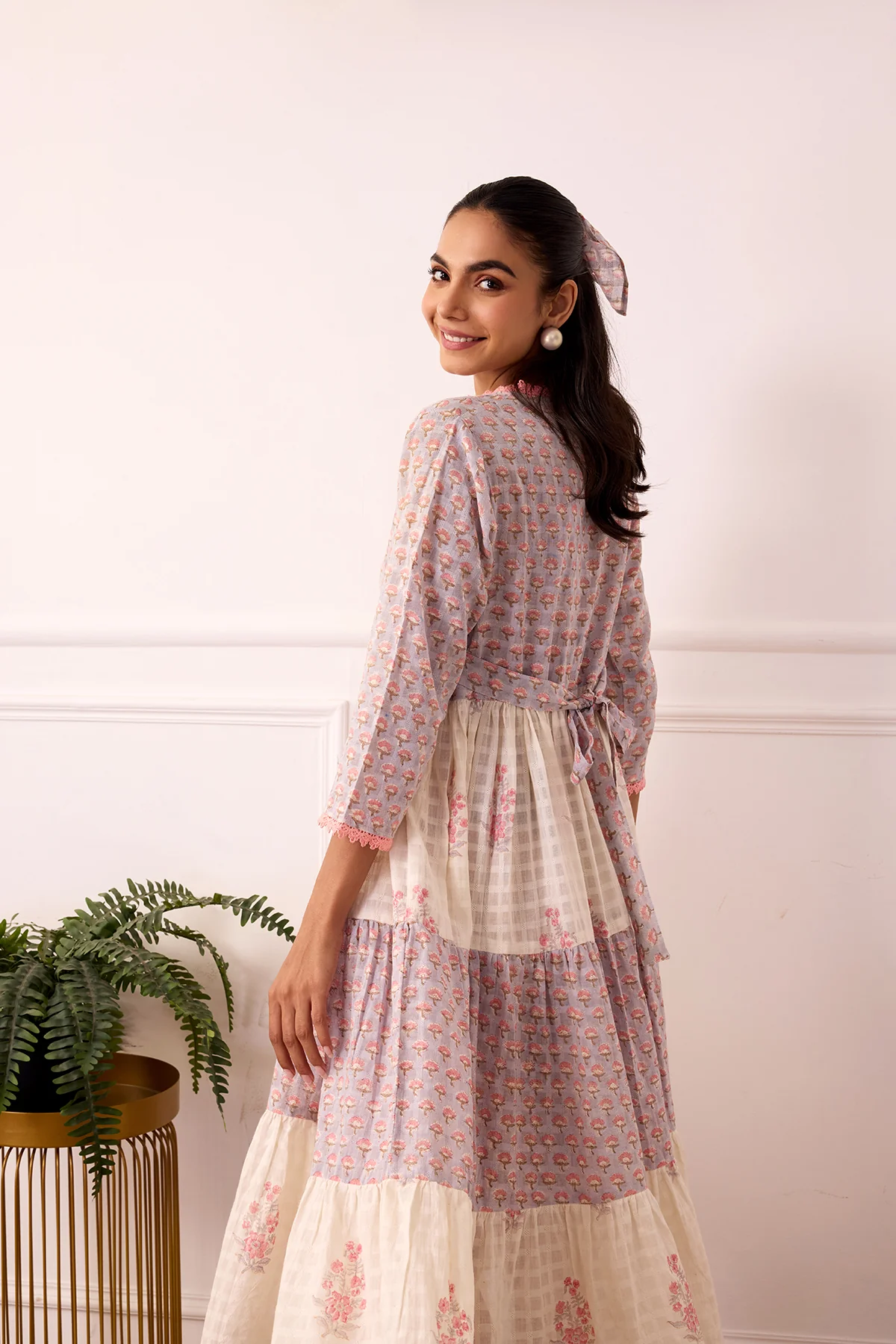 Ambarsariya Peach Tier Dress - Image 7