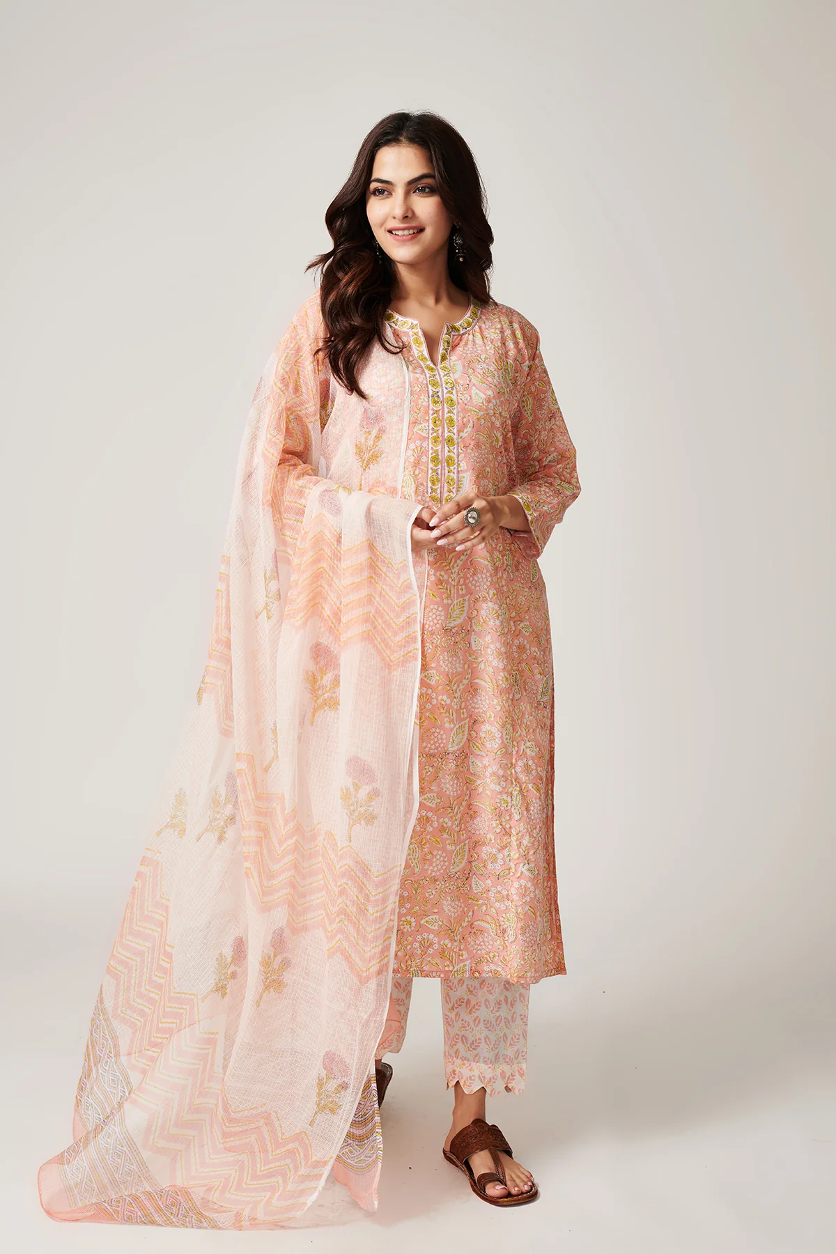 Bahar Peach Cotton suit set of 3 - Image 4