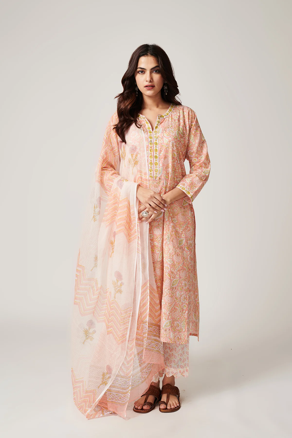 Bahar Peach Cotton suit set of 3 - Image 5