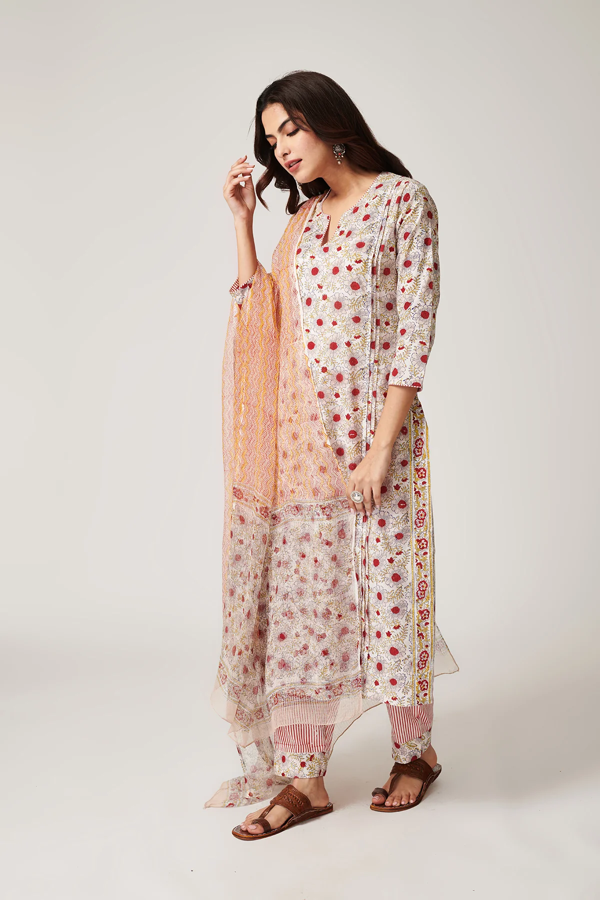 Bahar Beige Cotton suit set of 3 - Image 3