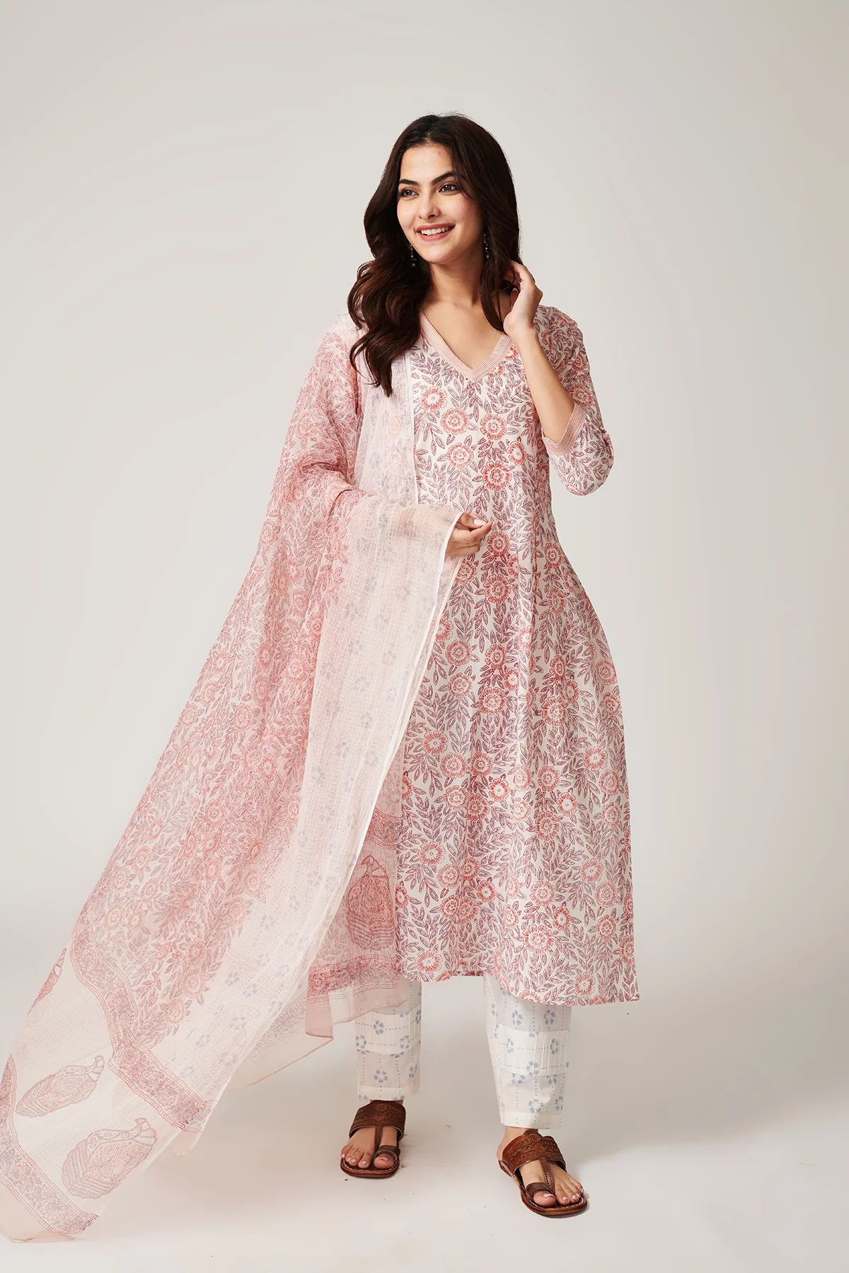 Bahar Peach Cotton suit set of 3 - Image 3