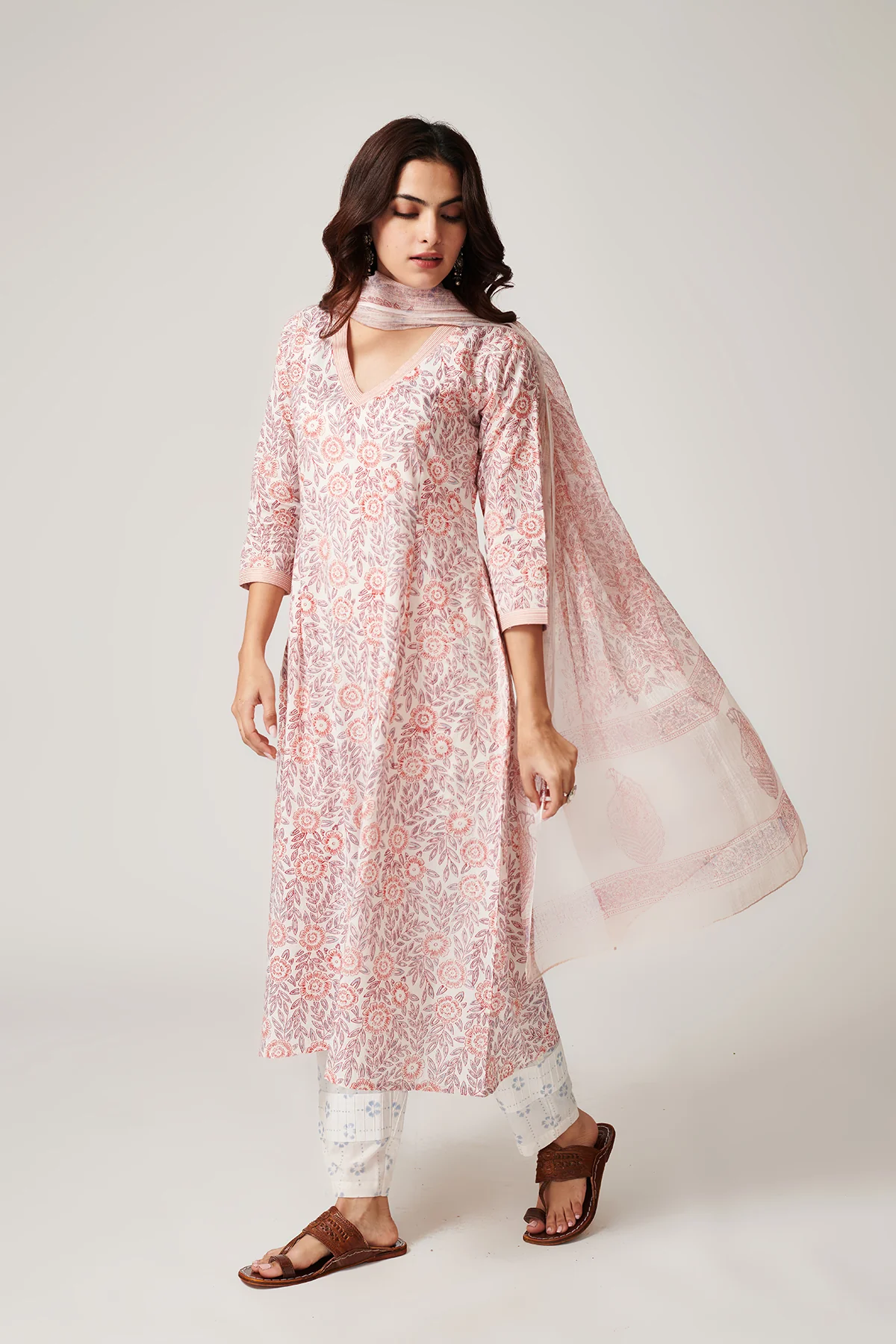 Bahar Peach Cotton suit set of 3 - Image 4