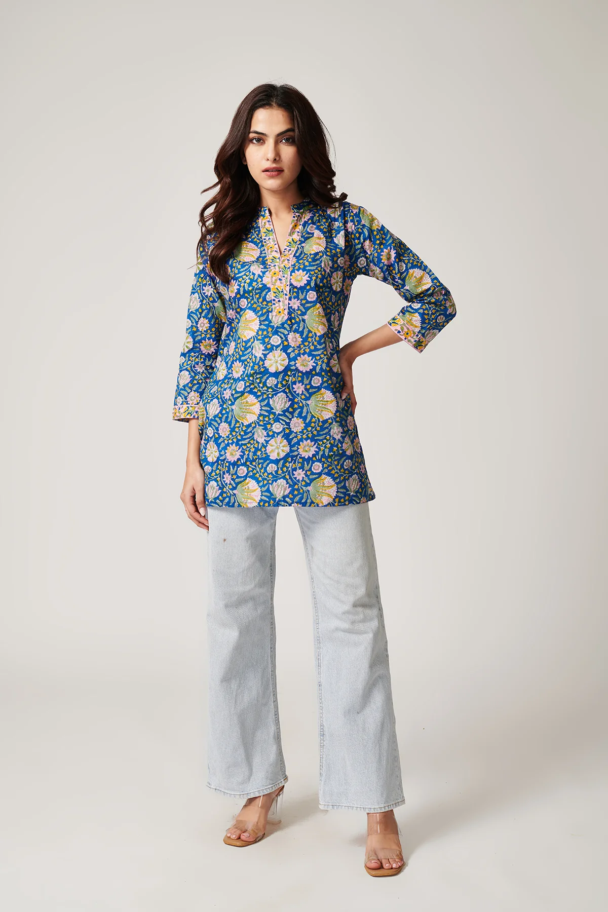 Bahar Blue Block Printed Top - Image 3