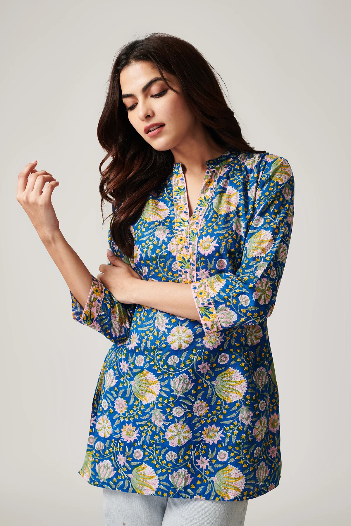 Bahar Blue Block Printed Top - Image 4