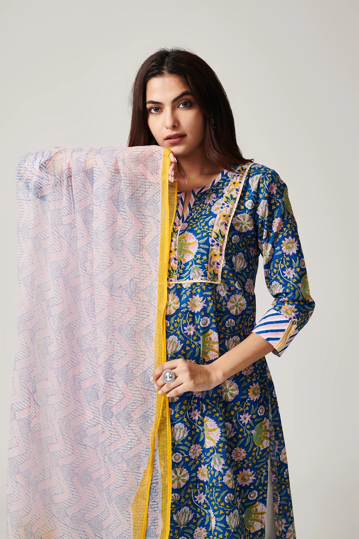 Bahar Blue Cotton suit set of 3 - Image 4