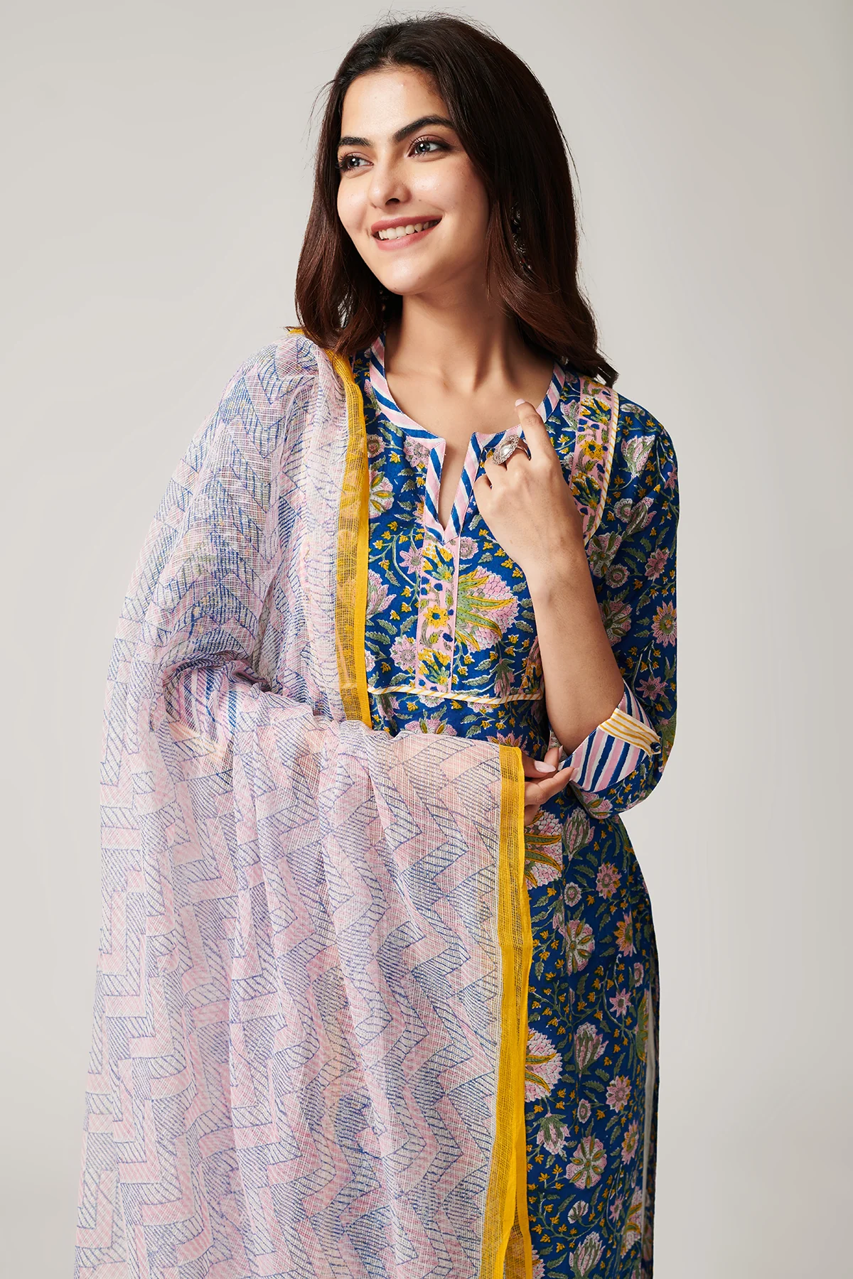 Bahar Blue Cotton suit set of 3 - Image 5