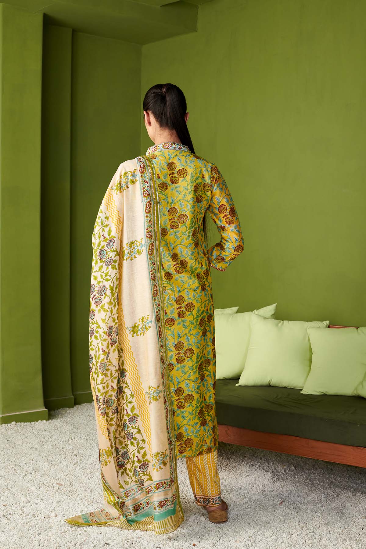 JASHN 2.O YELLOW CHANDERI KURTA SET OF 3 - Image 5