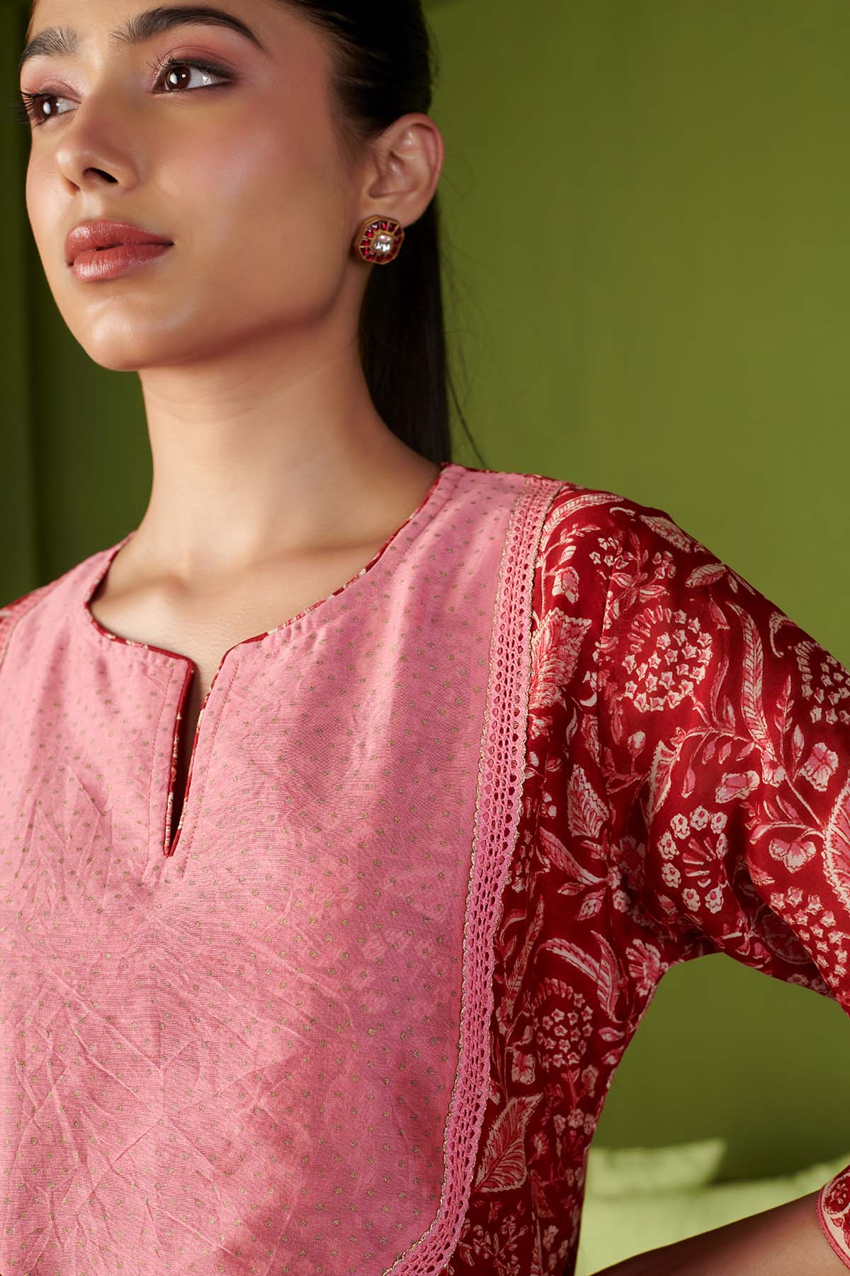 JASHN 2.O RED CHANDERI KURTA SET OF 3 - Image 4