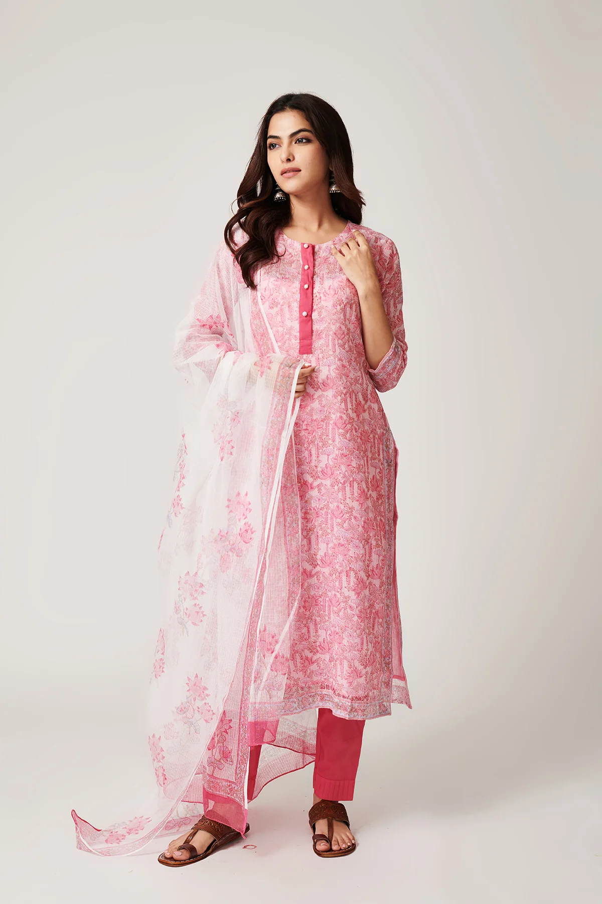 Kamal Old Rose Pink Kota Doria Set of 3
