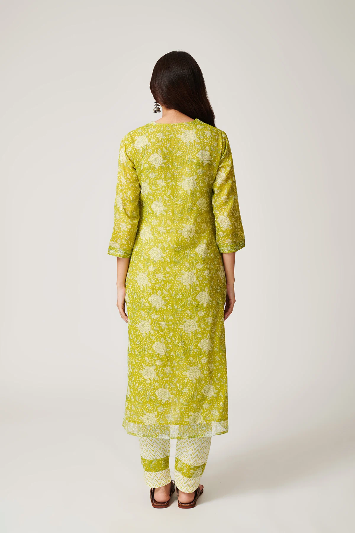 Kamal Lime Green Kota Doria Set of 3 - Image 4