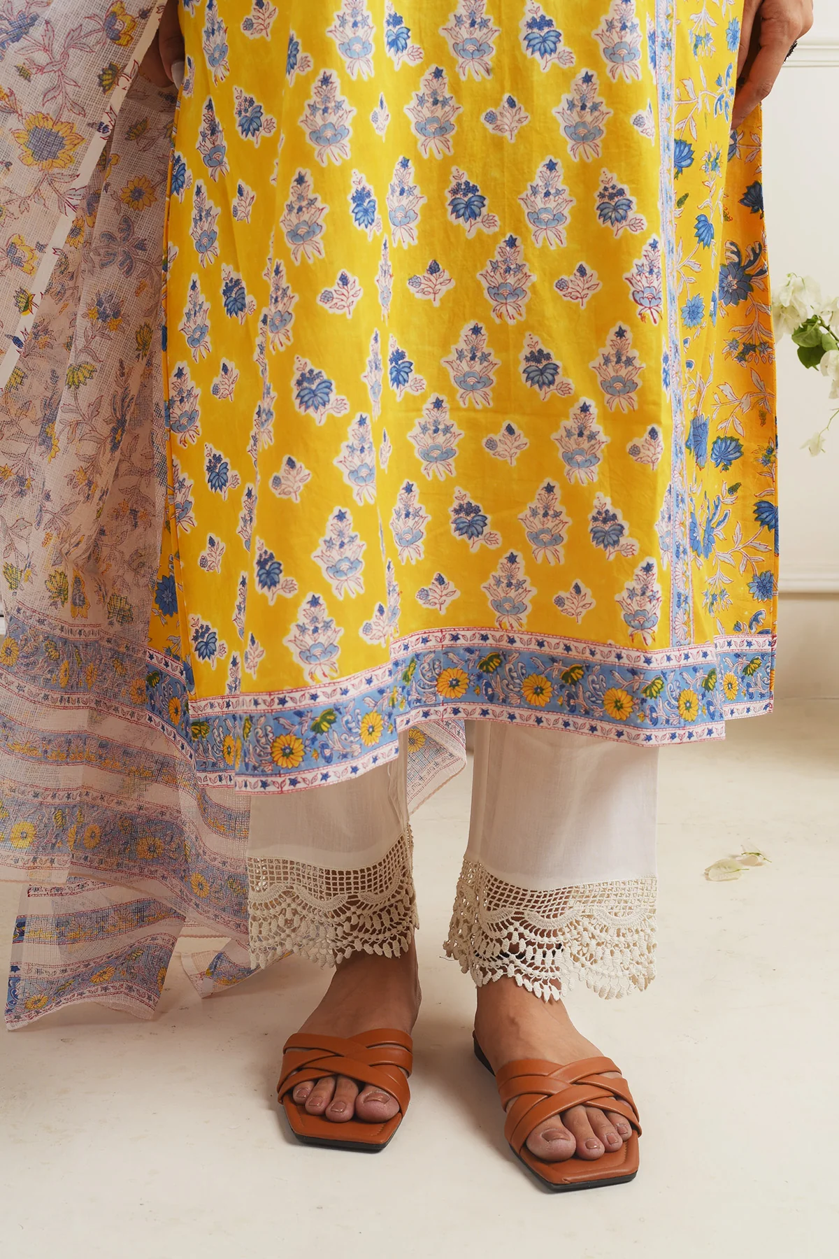 Madhuvan Yellow Cotton Kurta Set of 3 - Image 3