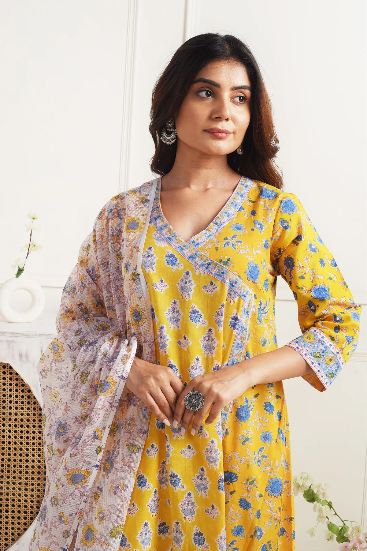 Madhuvan Yellow Cotton Kurta Set of 3 - Image 6