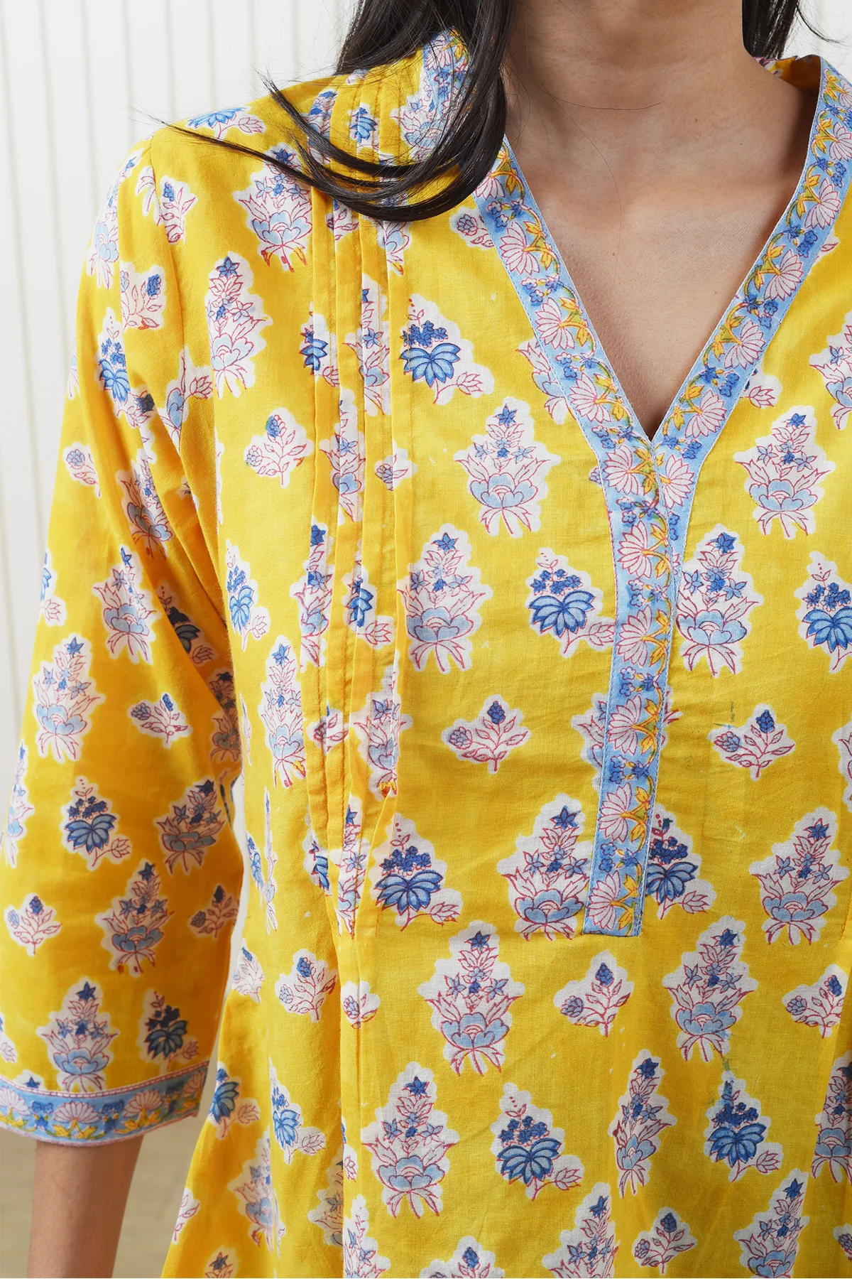 Madhuvan Yellow Booti Cotton Short Kurti - Image 4