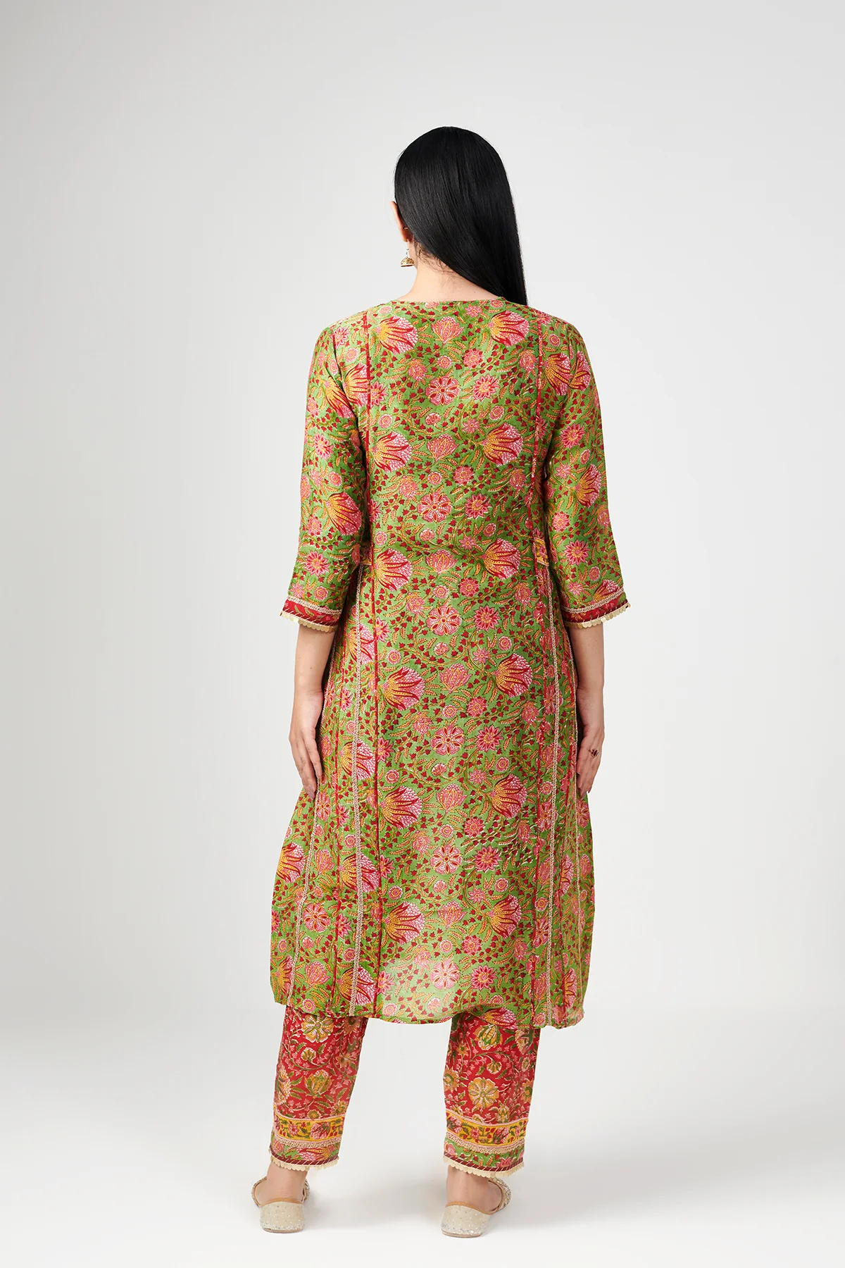 Noor Green & Red Cotton Silk Set of 3 - Image 5