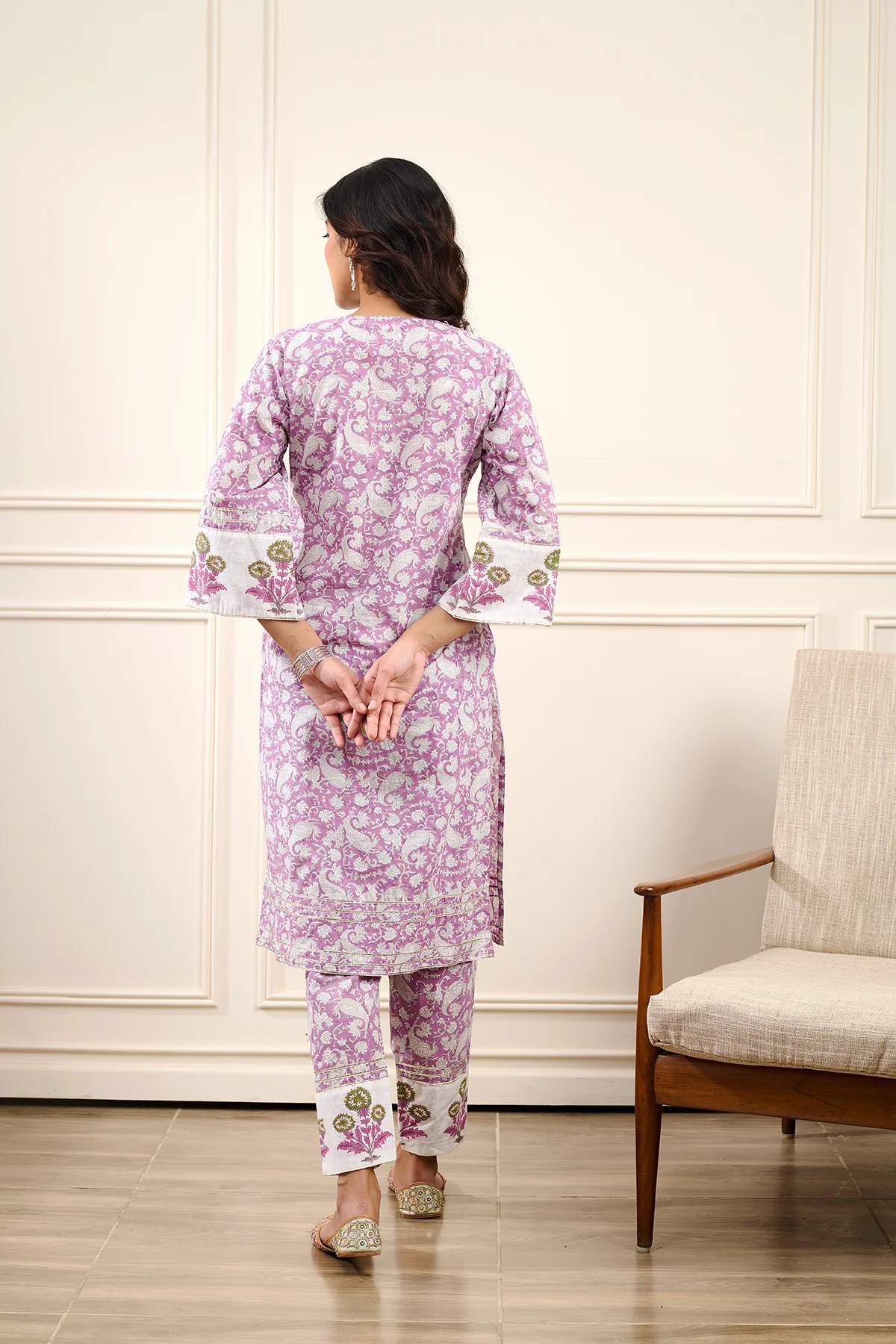 Roohi Purple Straight Kurta with Pant - Set of 2 - Image 5
