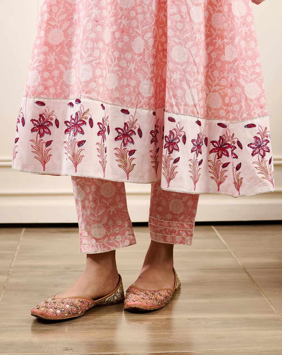 Roohi Peach A-line Kurta with Pant and Dupatta- Set of 3 - Image 6