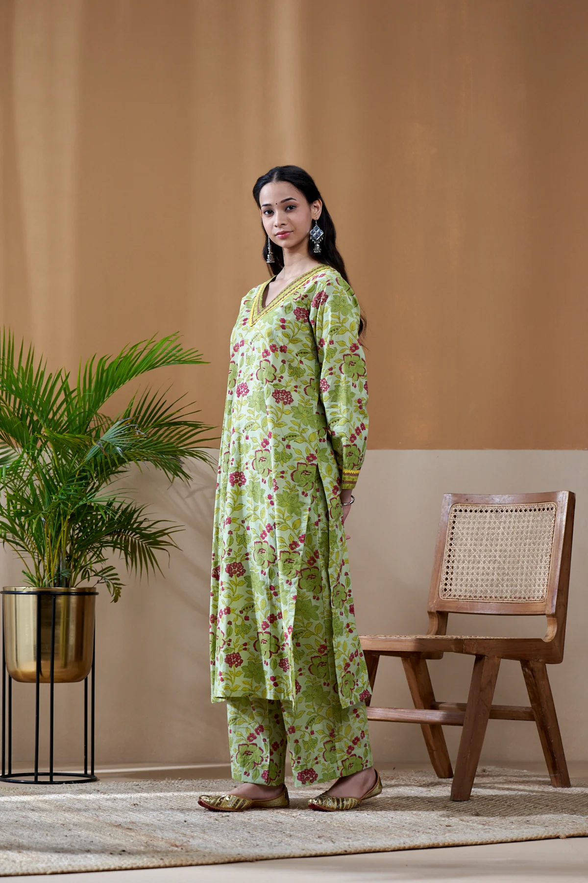 Gulab Green Cotton Suit Set of 3 - Image 3