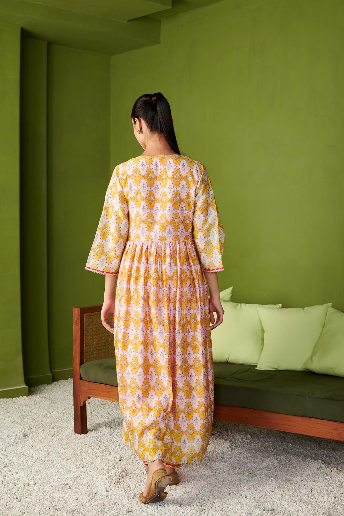 JASHN 2.O YELLOW CHANDERI KURTA SET OF 3 - Image 4
