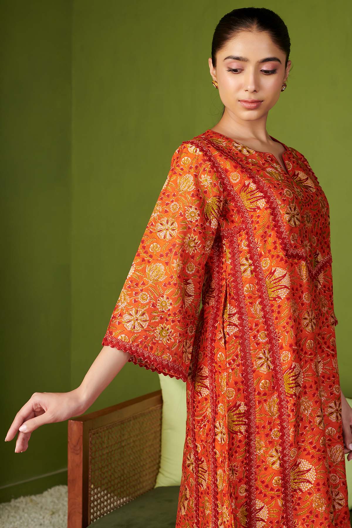 JASHN 2.O ORANGE CHANDERI KURTA SET OF 3 - Image 3