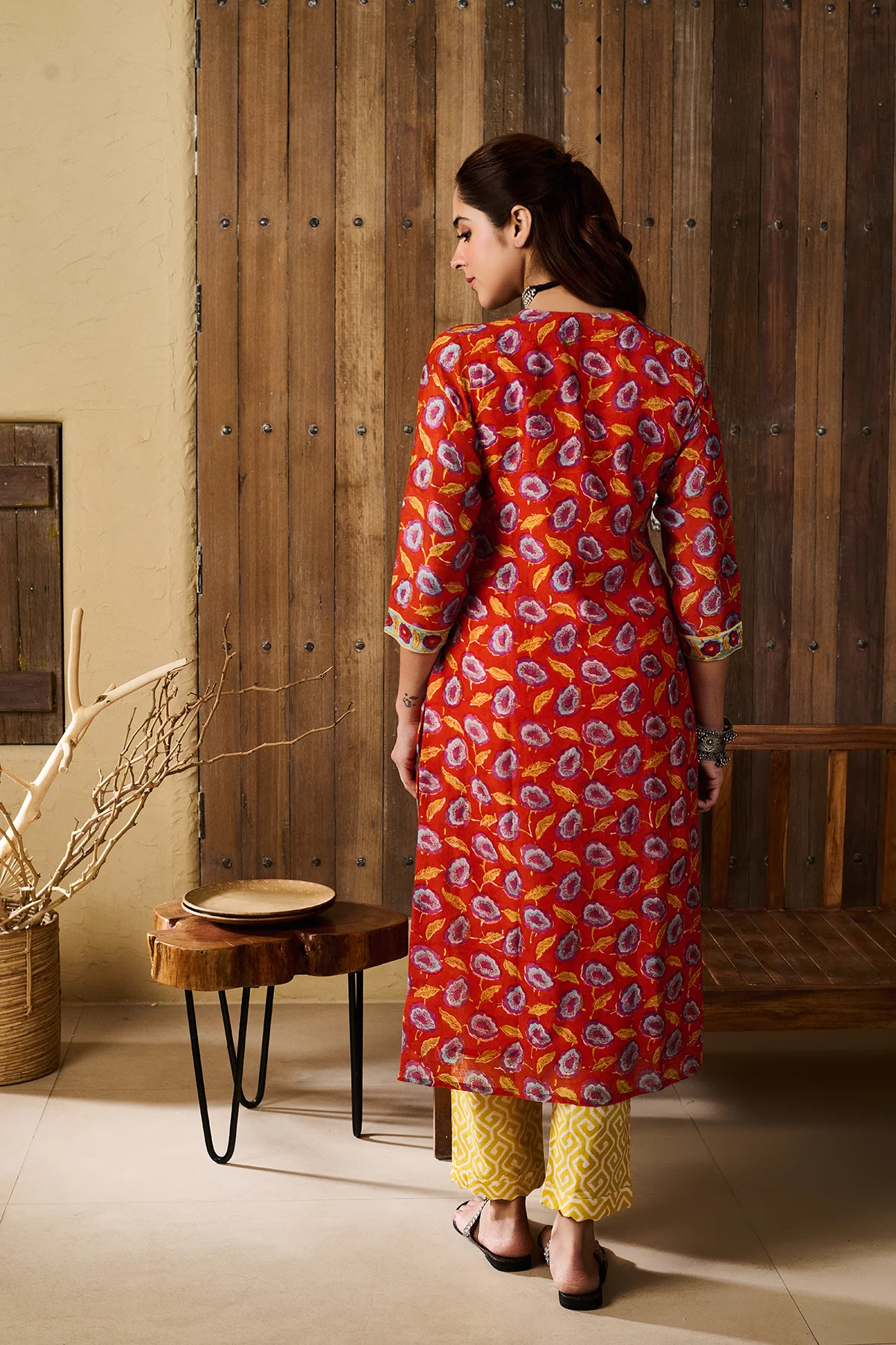 Kalindi Orange Chanderi set of 3 - Image 6
